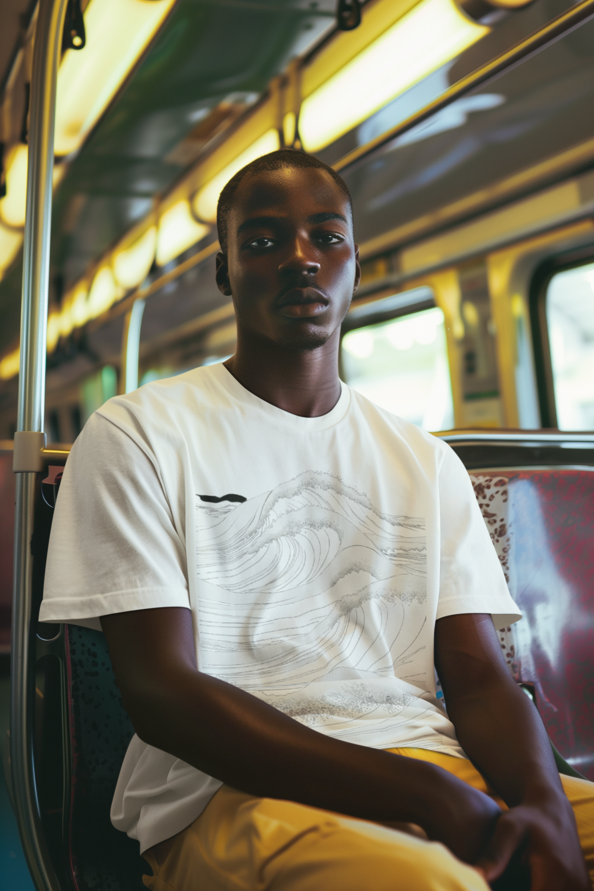 Oversized T-shirt With Ocean Wave Print