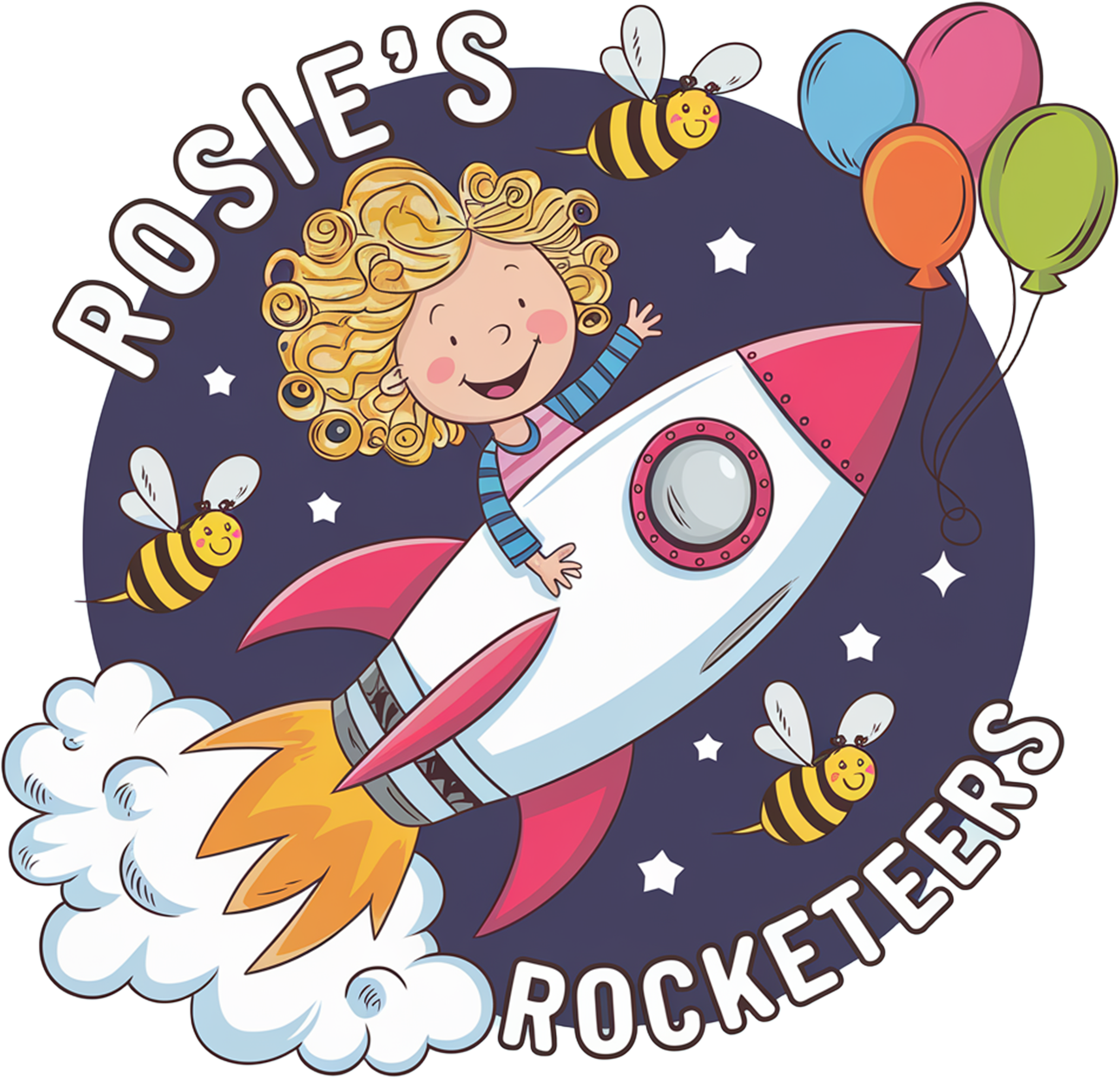 Classic Infantil Estampa Menina Foguete Space