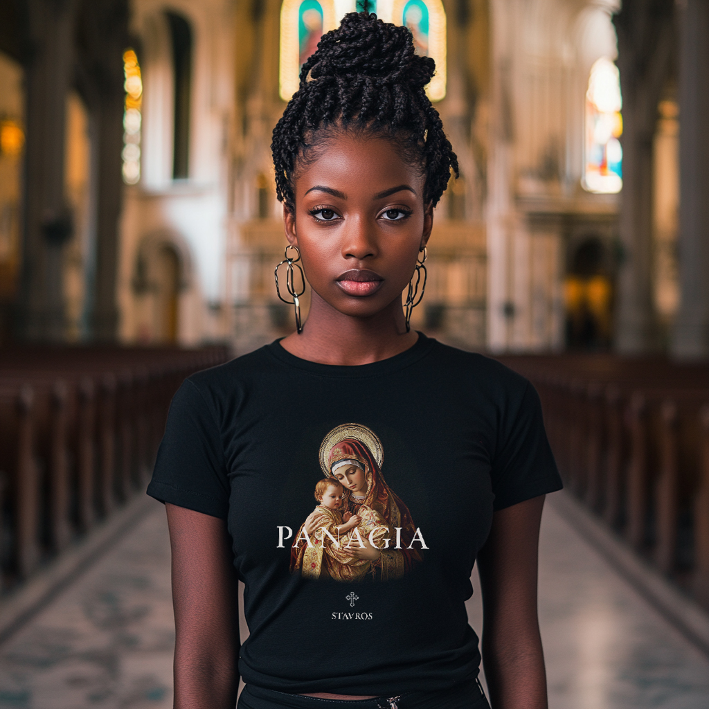 Camiseta Panagía, a Sempre Virgem (Feminina) - Nossa Senhora - STAVROS