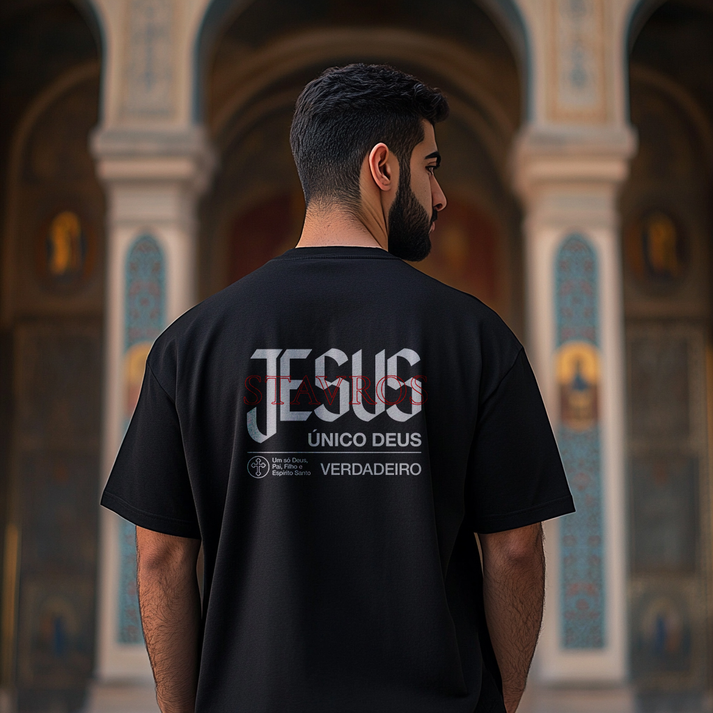Camiseta Prime Jesus, o Único Deus Verdadeiro (Frente e Costas)– Stavros