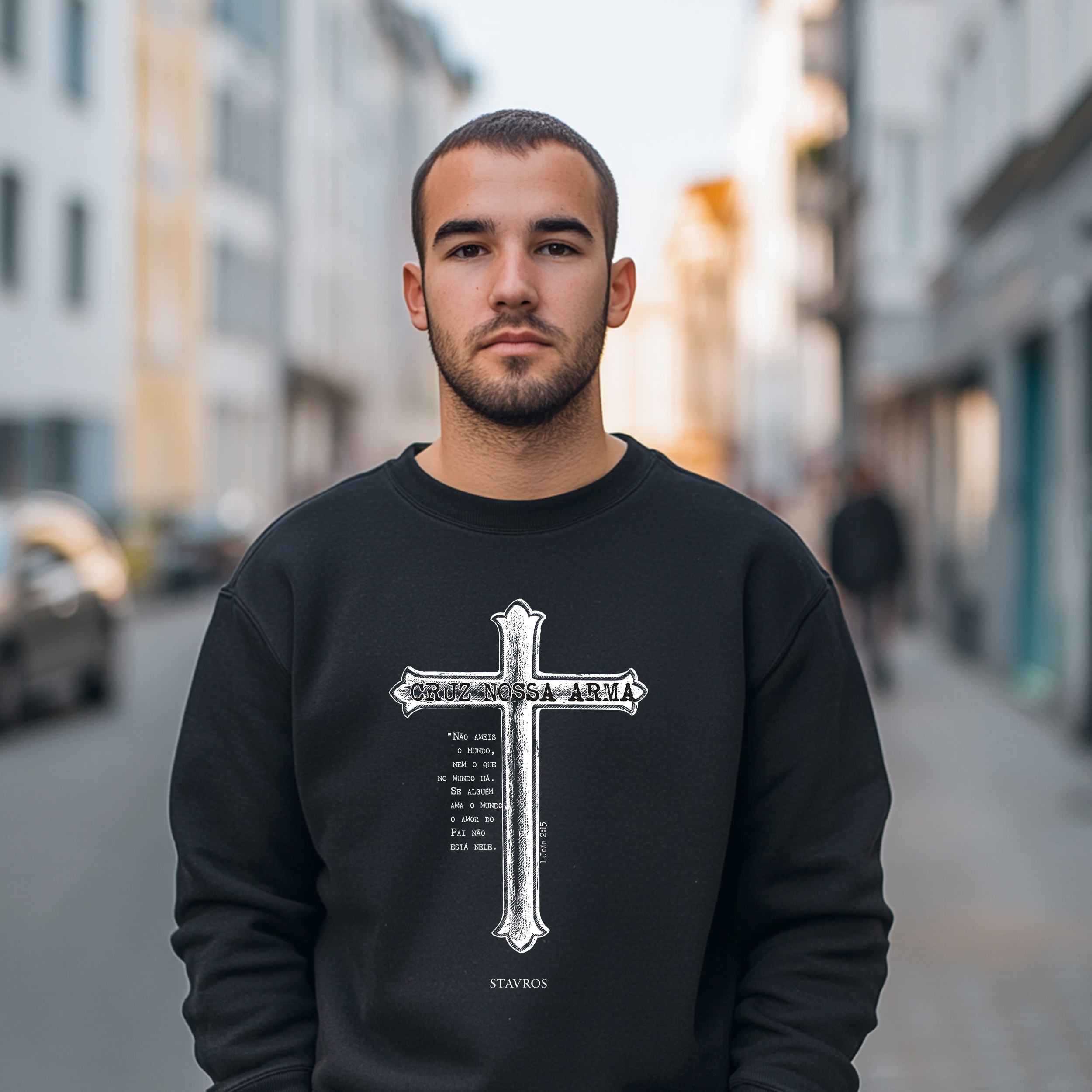 Moletom Cruz Nossa Arma (estampa só frente) - Stavros
