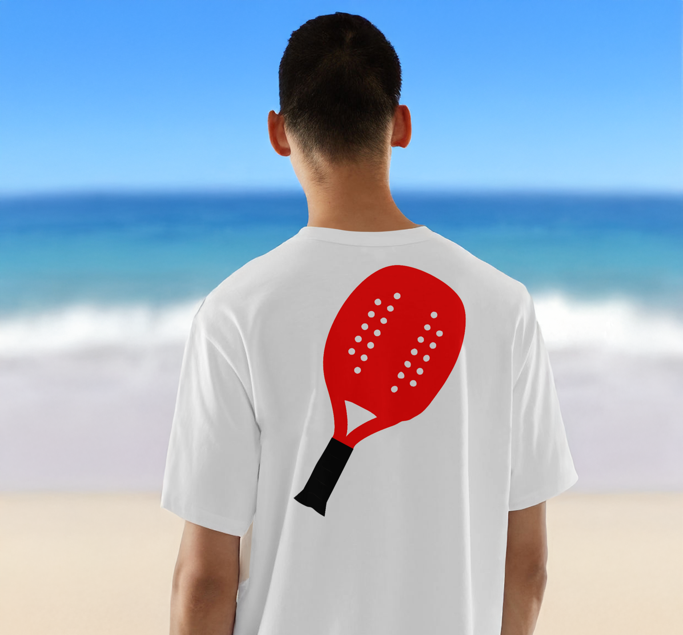 Camisa 100% Algodão - Raquete Beach Tennis (Frente e Costas)