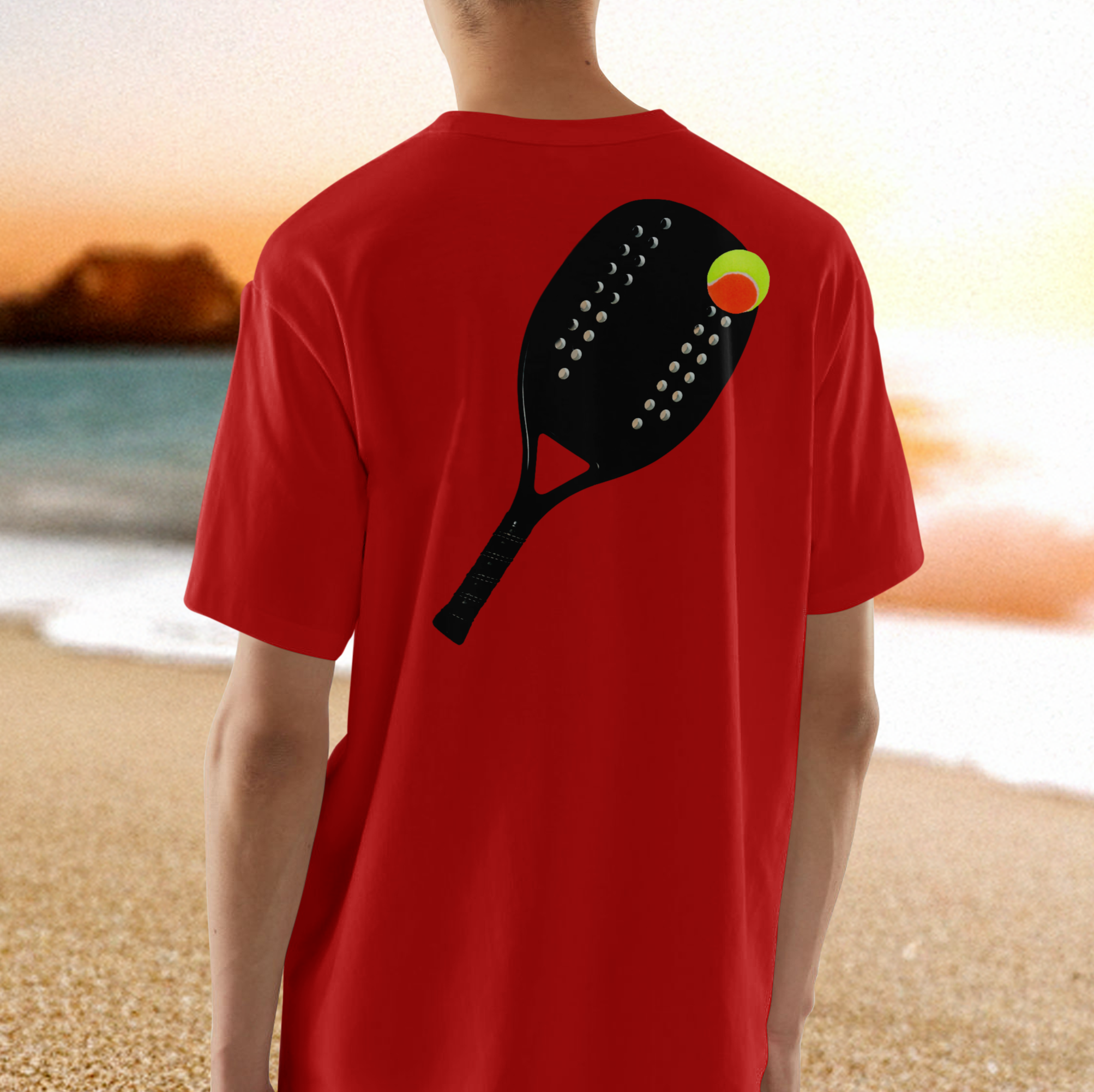 Camisa 100% Algodão - Raquete e Bola Beach Tennis (Frente e Costas)