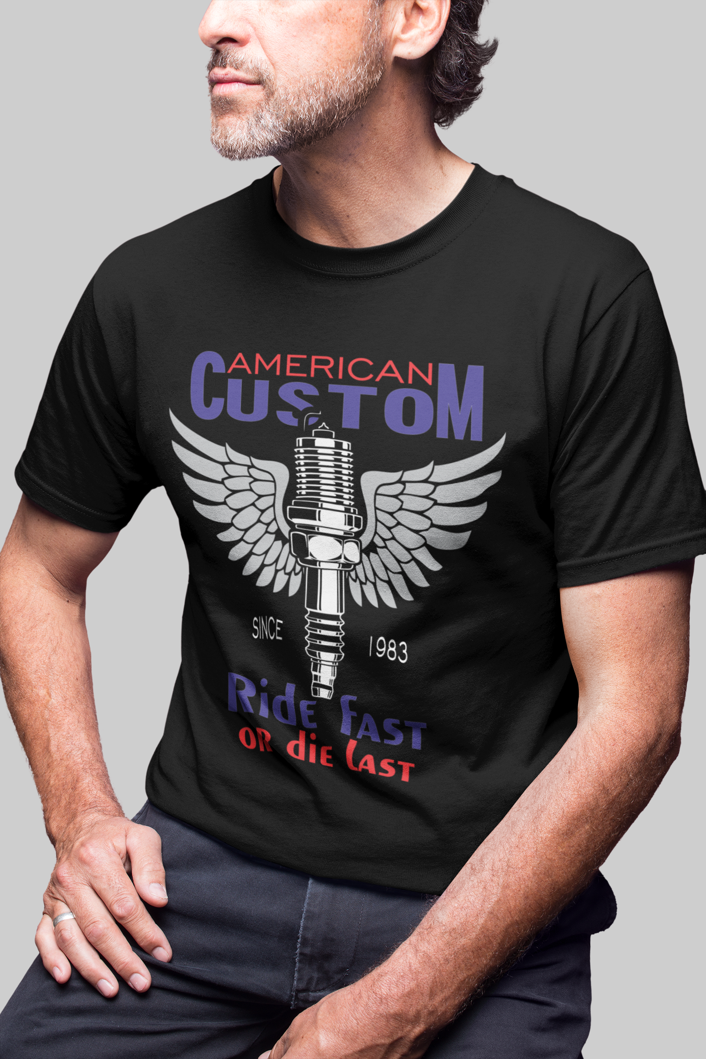 CAMISETA AMERICAN CUSTOM PRETA