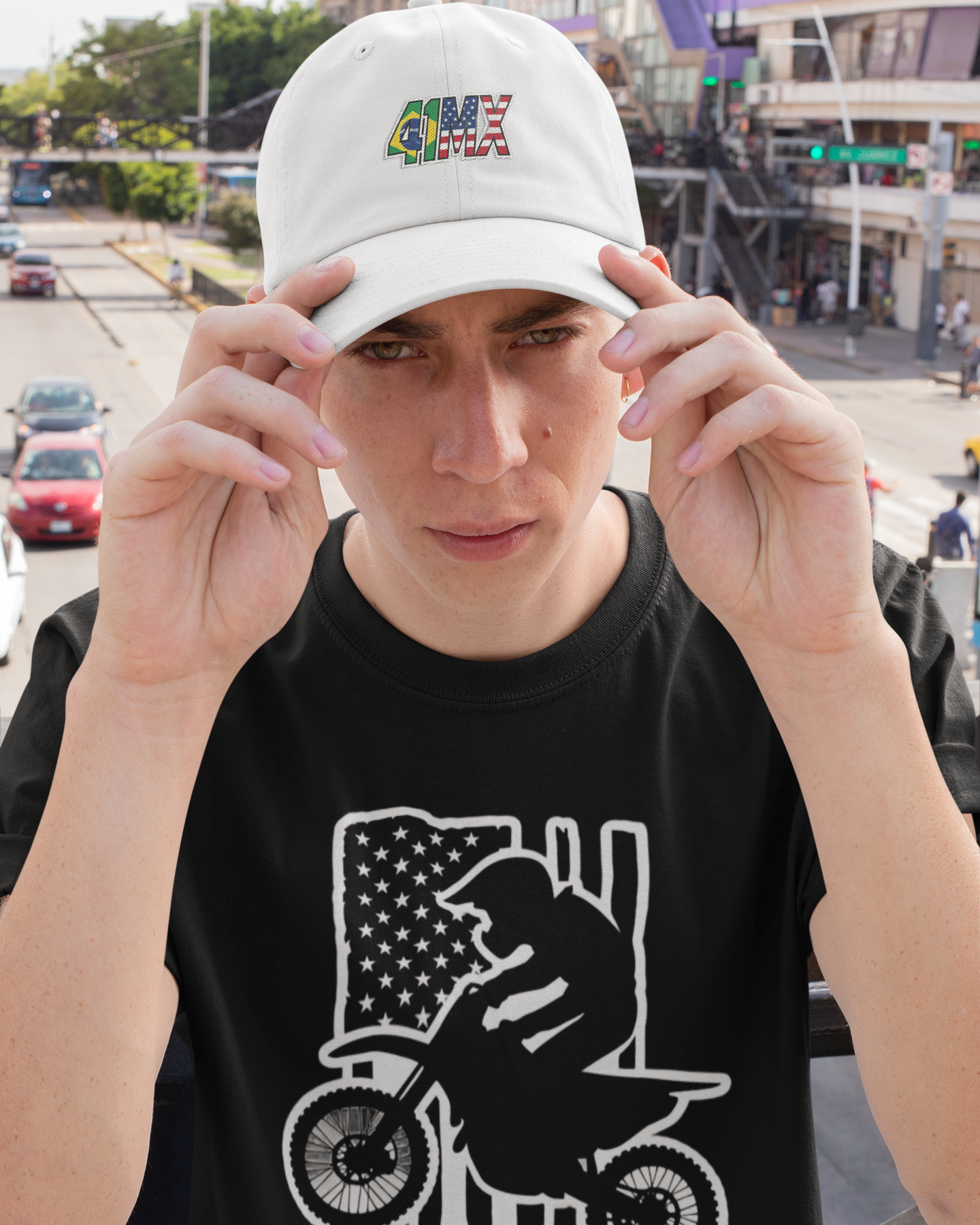 BONÉ AMERICANO 41MX ABA CURVADA - TECIDO COM TELA, AJUSTAVEL, IDEAL PARA MOTOCROSS E ESPORTE 00082