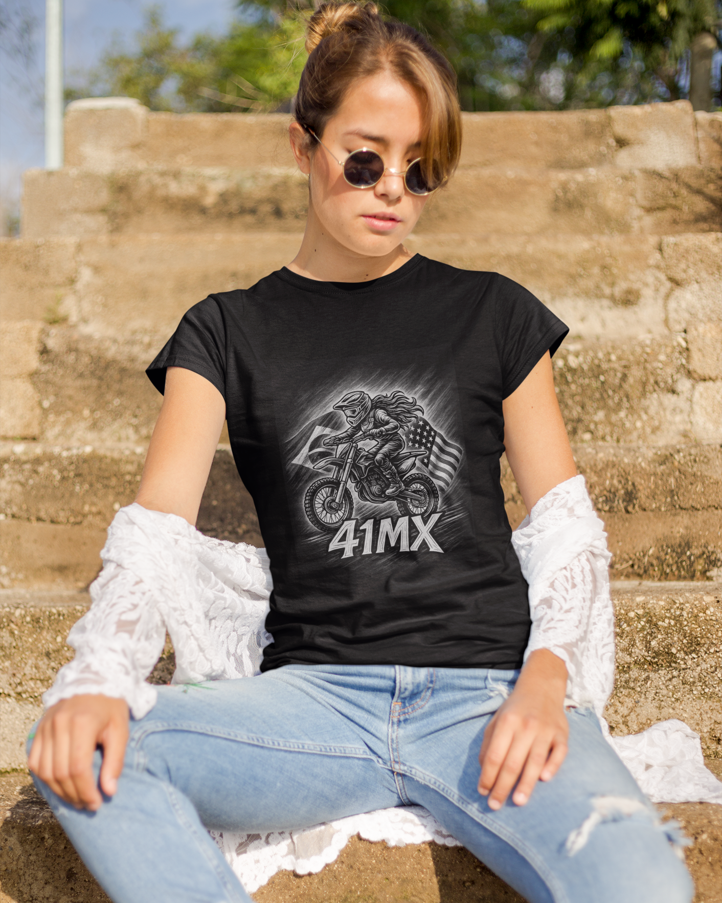 Camiseta Baby Look 41MX - Estampada Algodão Premium Estilo Motocross 00027