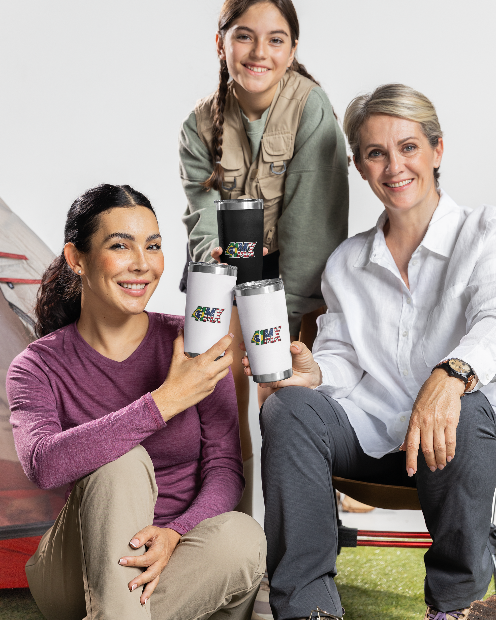 Copo Térmico 41MX 473ml Inox Branco e Preto – para Motocross, Esporte e Escritório