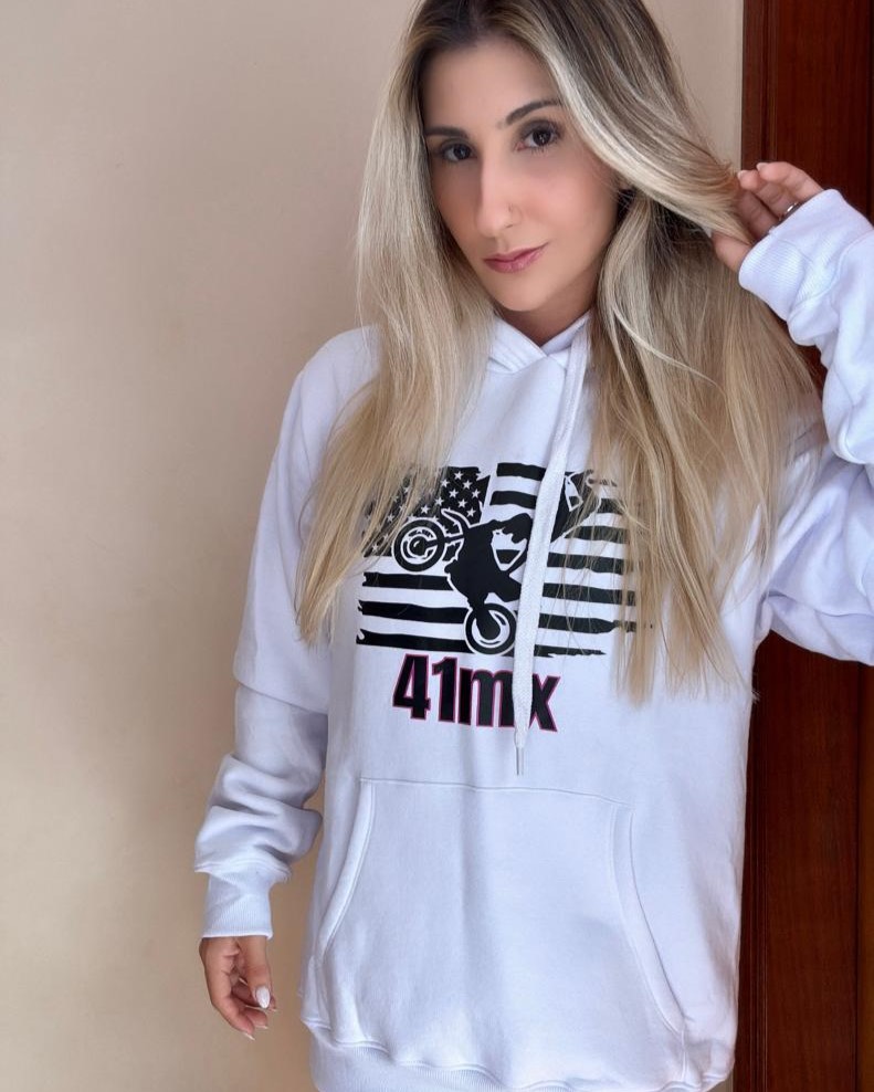 Moleton Canguru 41MX Flanelado Unissex- PERSONALIZE COM SEU NOME – Várias Cores, Estilo Motocross, Casual e Esportivo