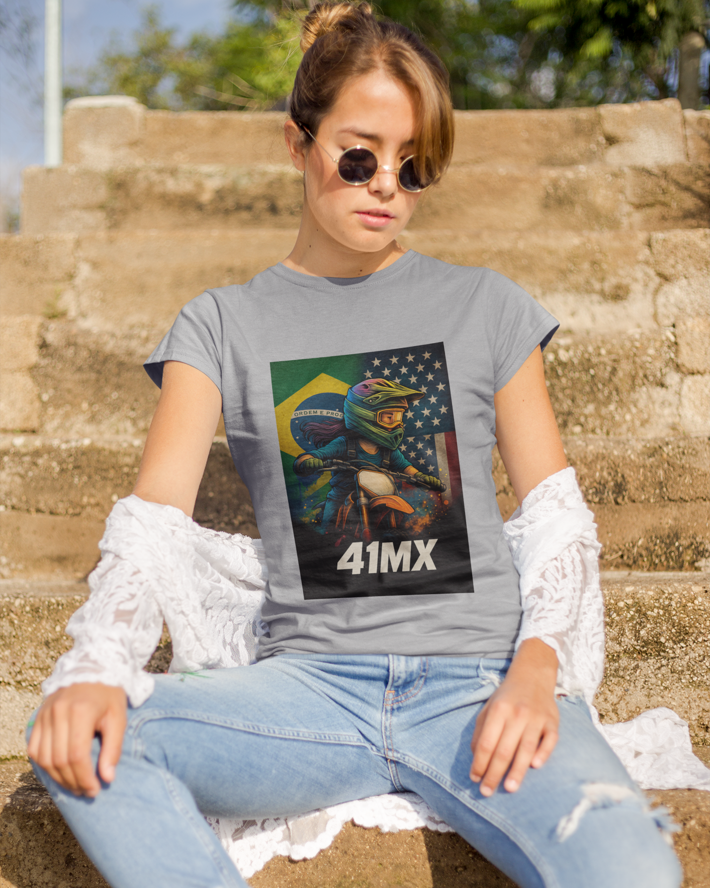 Camiseta Baby Look 41MX - Estampada Algodão Premium Estilo Motocross 00023