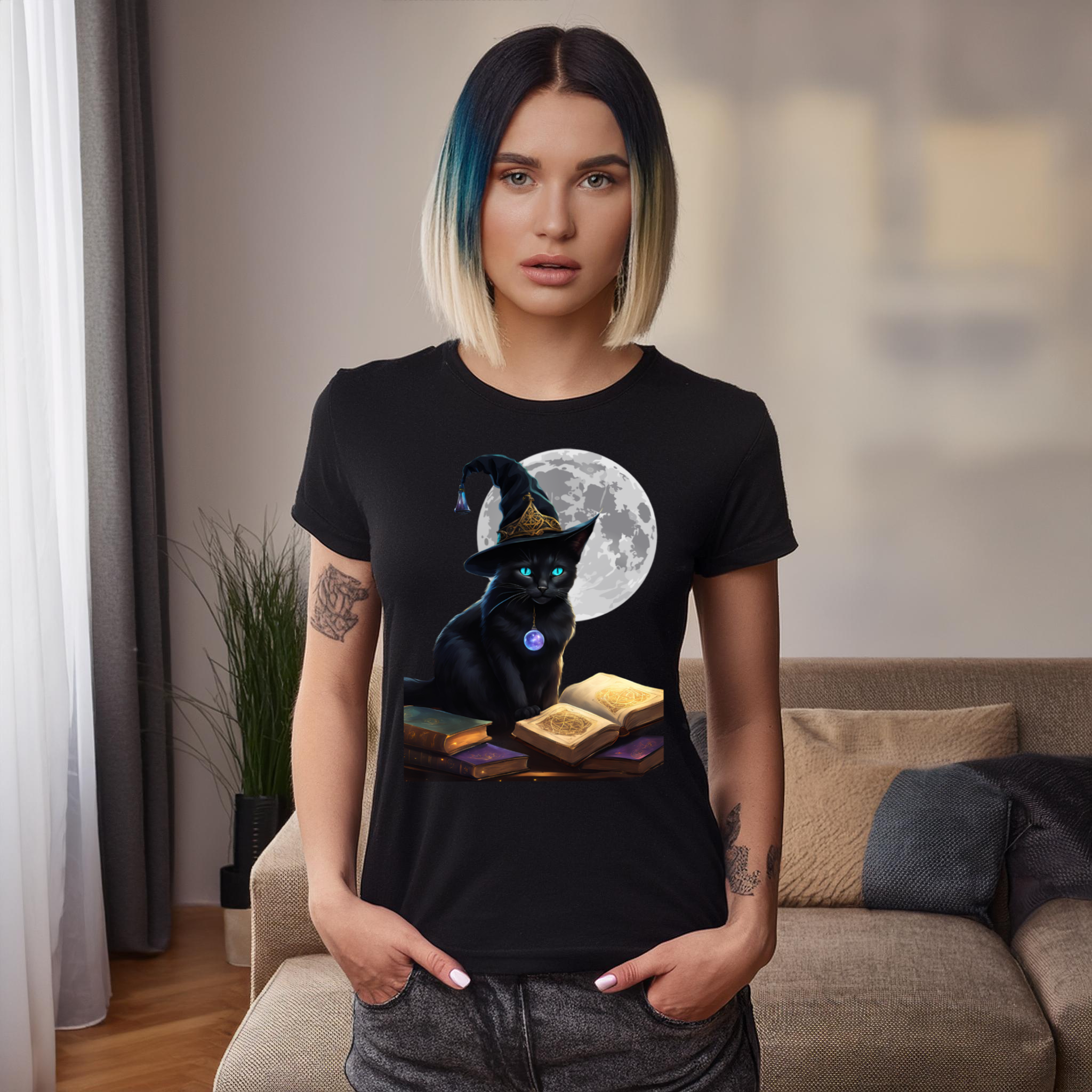 Camiseta Gato Preto Místico