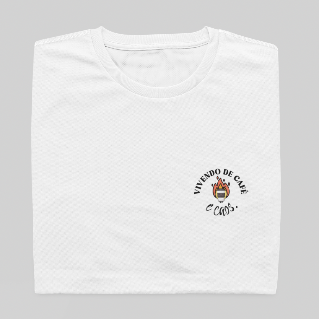 T- shirt Quality - Café e caos - BRANCO