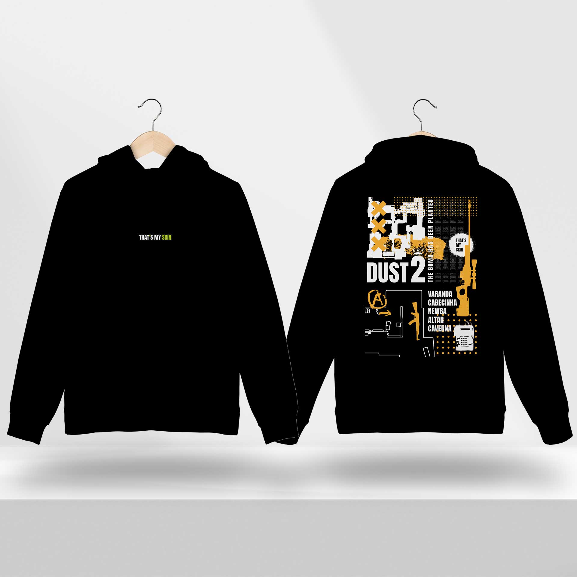 Moletom Canguru TMS - Estampa inspirada no jogo Counter Strike com mapa Dust 2 estilizado preto