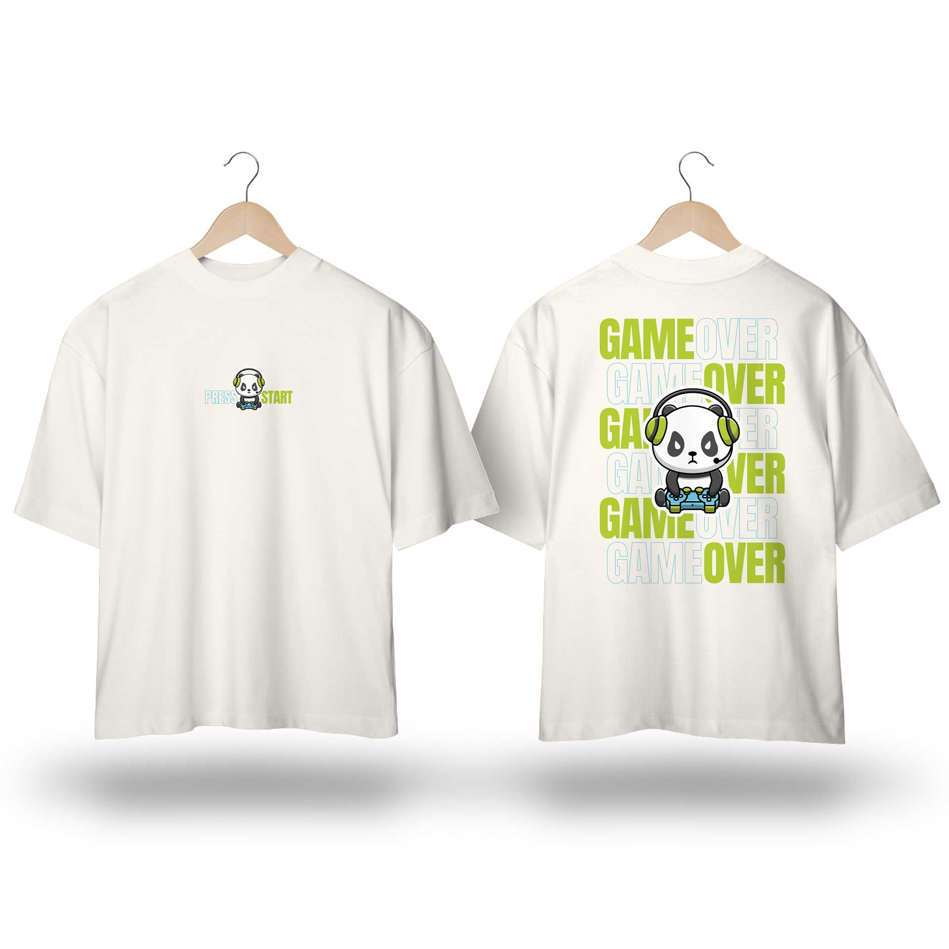 Camiseta Oversized TMS - Estampa de Panda Gamer 
