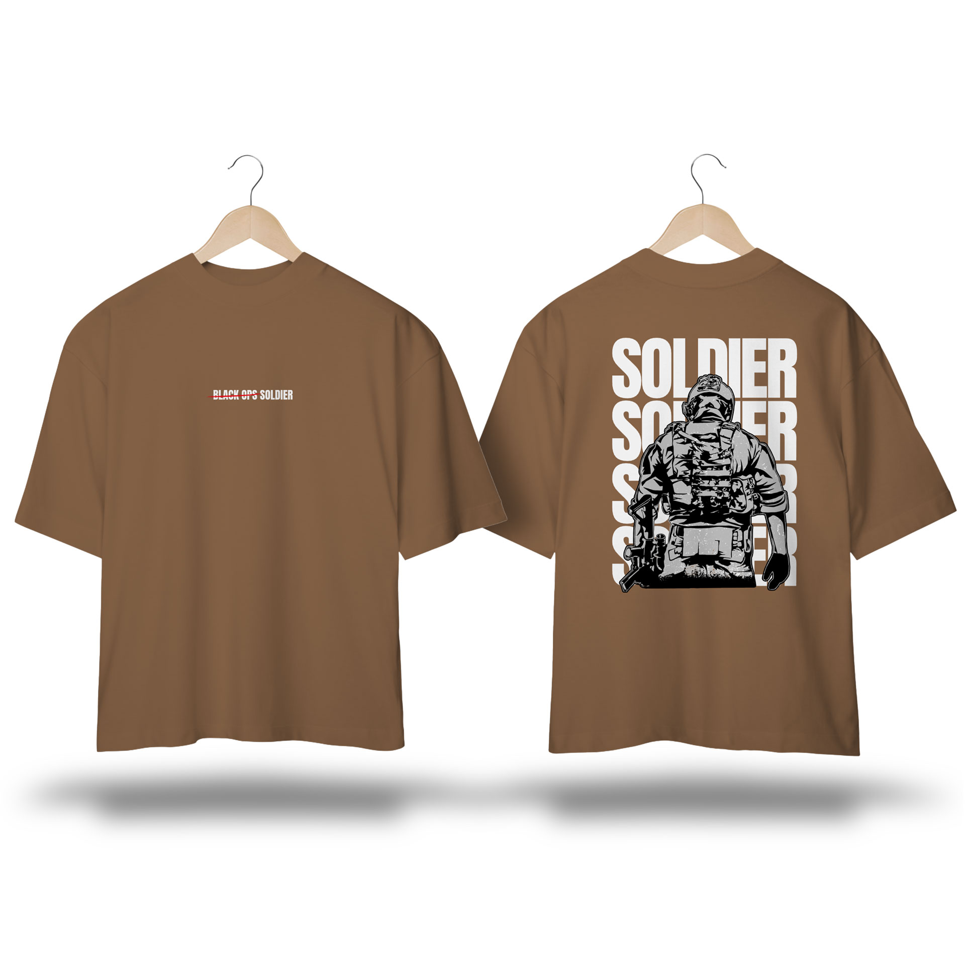 Camiseta Oversized TMS - Estampa inspirada no jogo Call of Duty com soldado de operações secretas estilizado