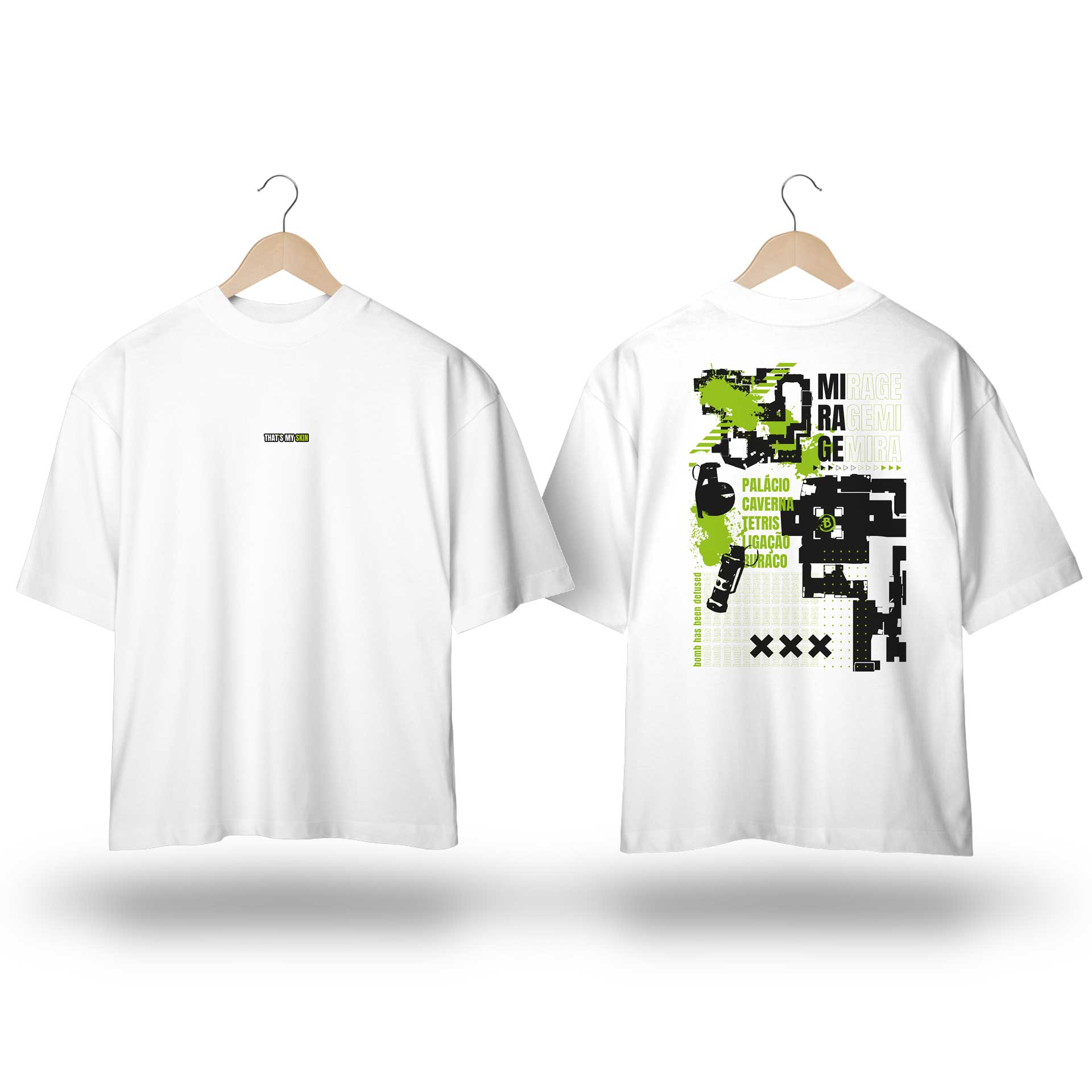 Camiseta Oversized TMS - Estampa inspirada no jogo Counter Strike com mapa Mirage estilizado preto
