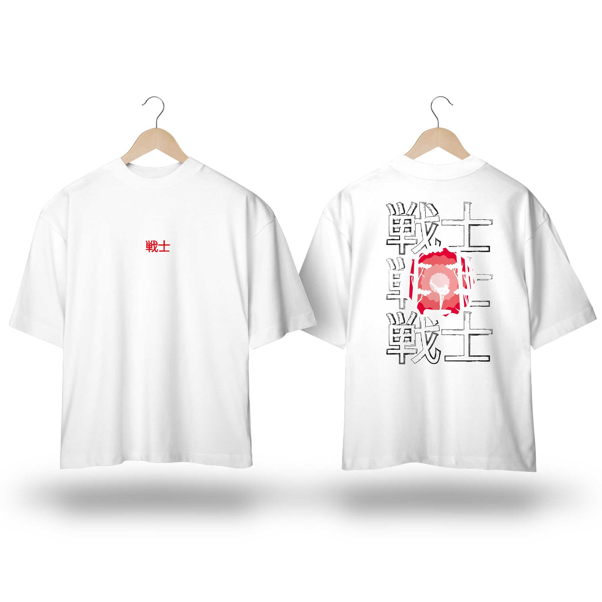 Camiseta Oversized TMS - Estampa inspirada no jogo Street Fighter com Lutador de karatê e escritas pretas em japonês