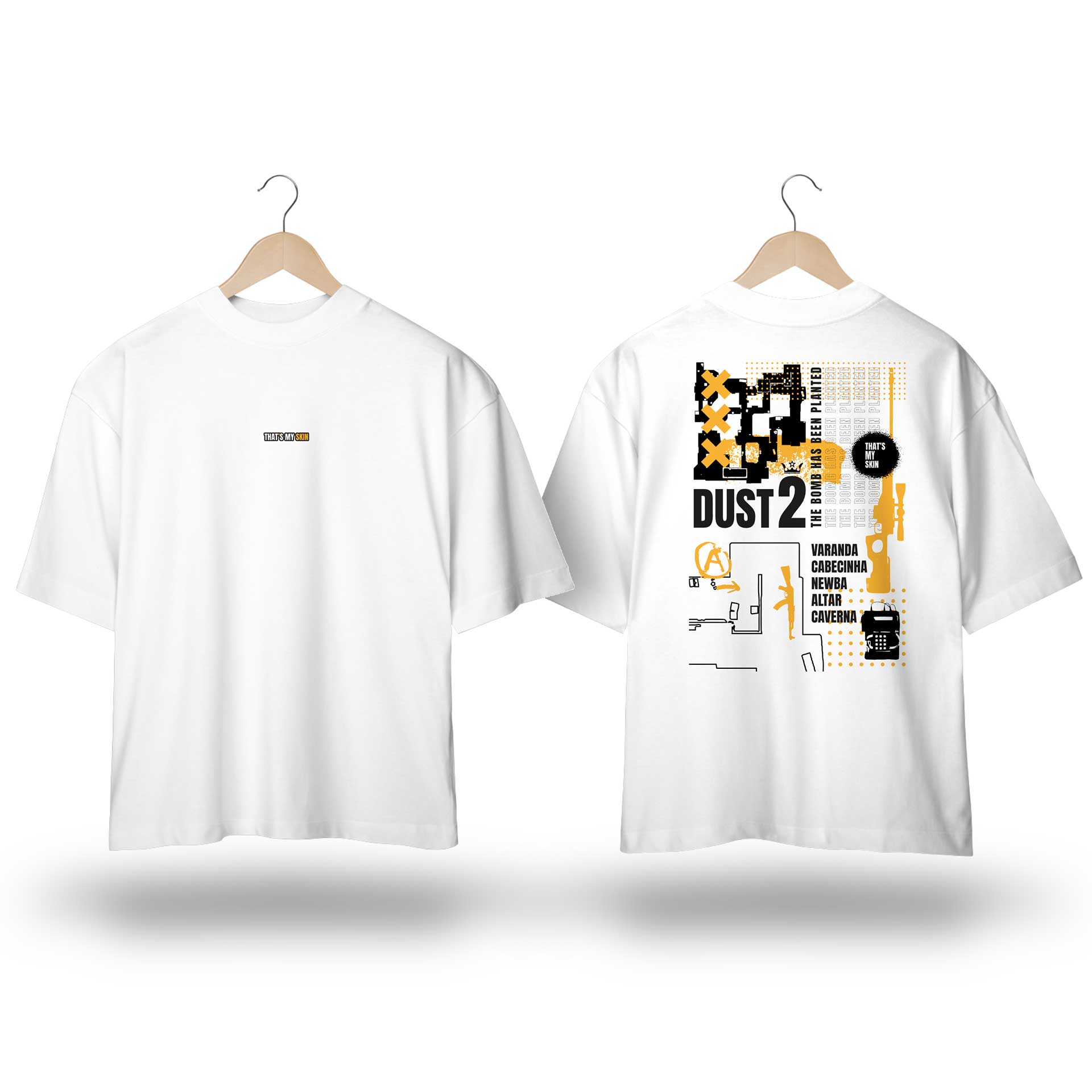 Camiseta Oversized TMS - Estampa inspirada no jogo Counter Strike com mapa Dust 2 estilizado preto