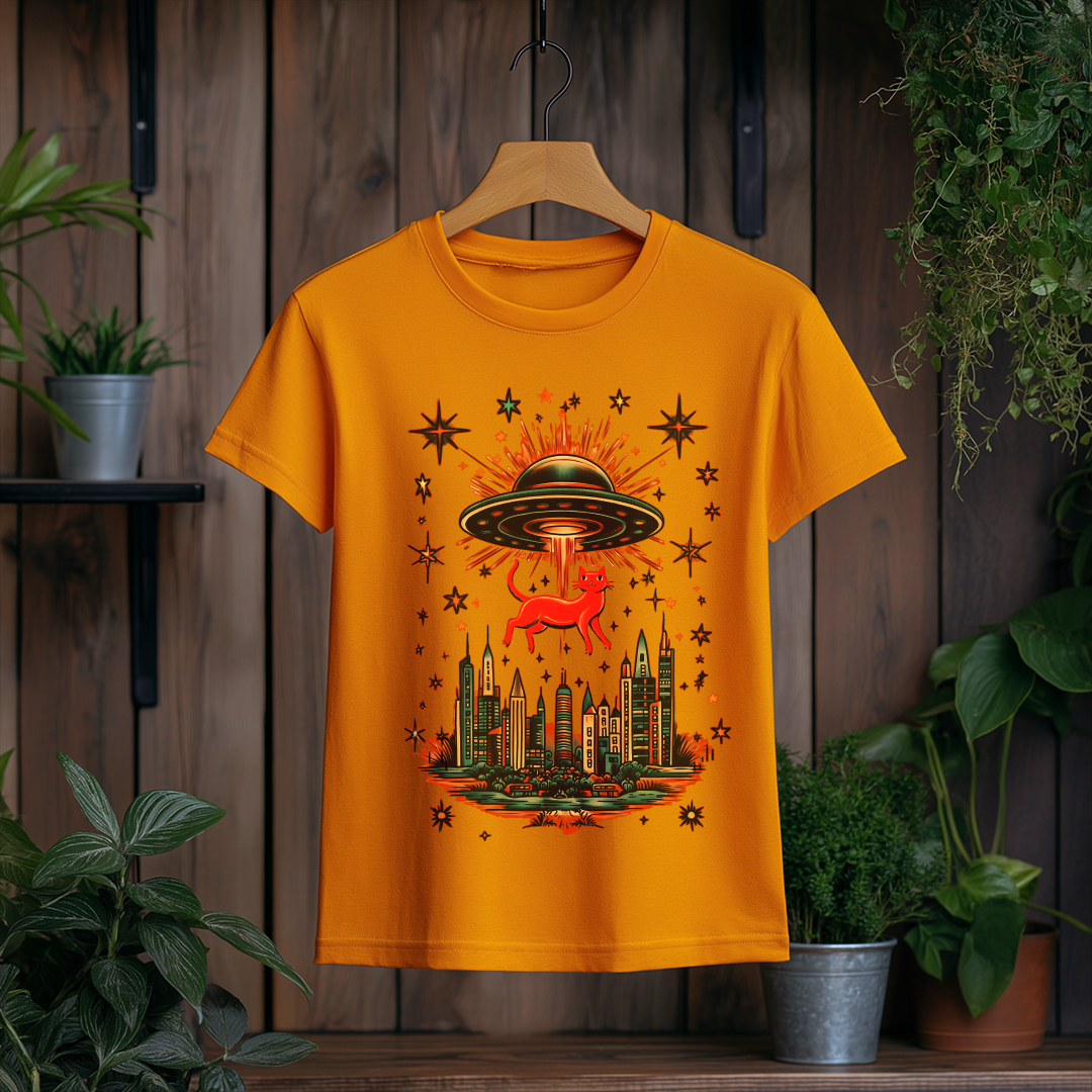 Camiseta Feminina Gatinho Abduzido