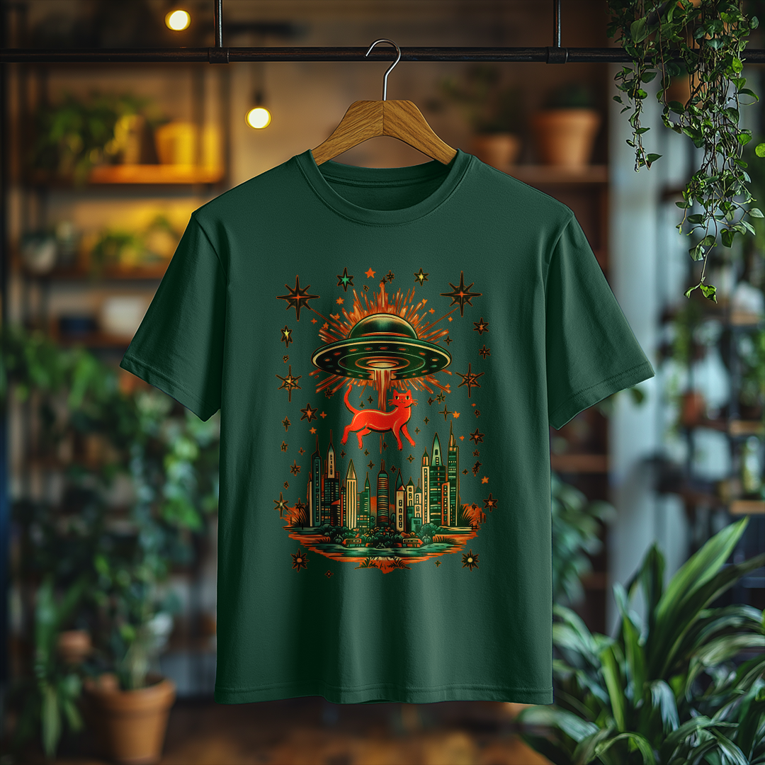 Camiseta Masculina Gatinho Abduzido