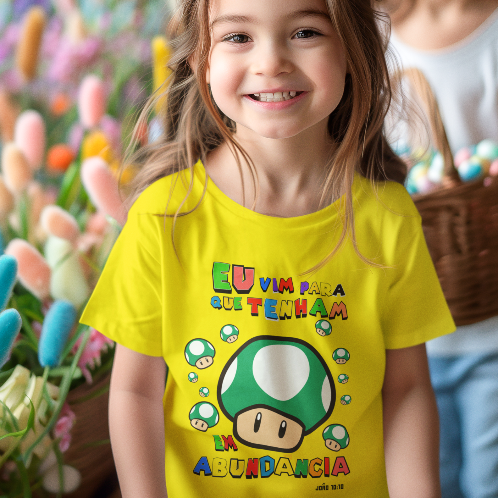 Camiseta Cristã Infantil - Vinda em abundancia