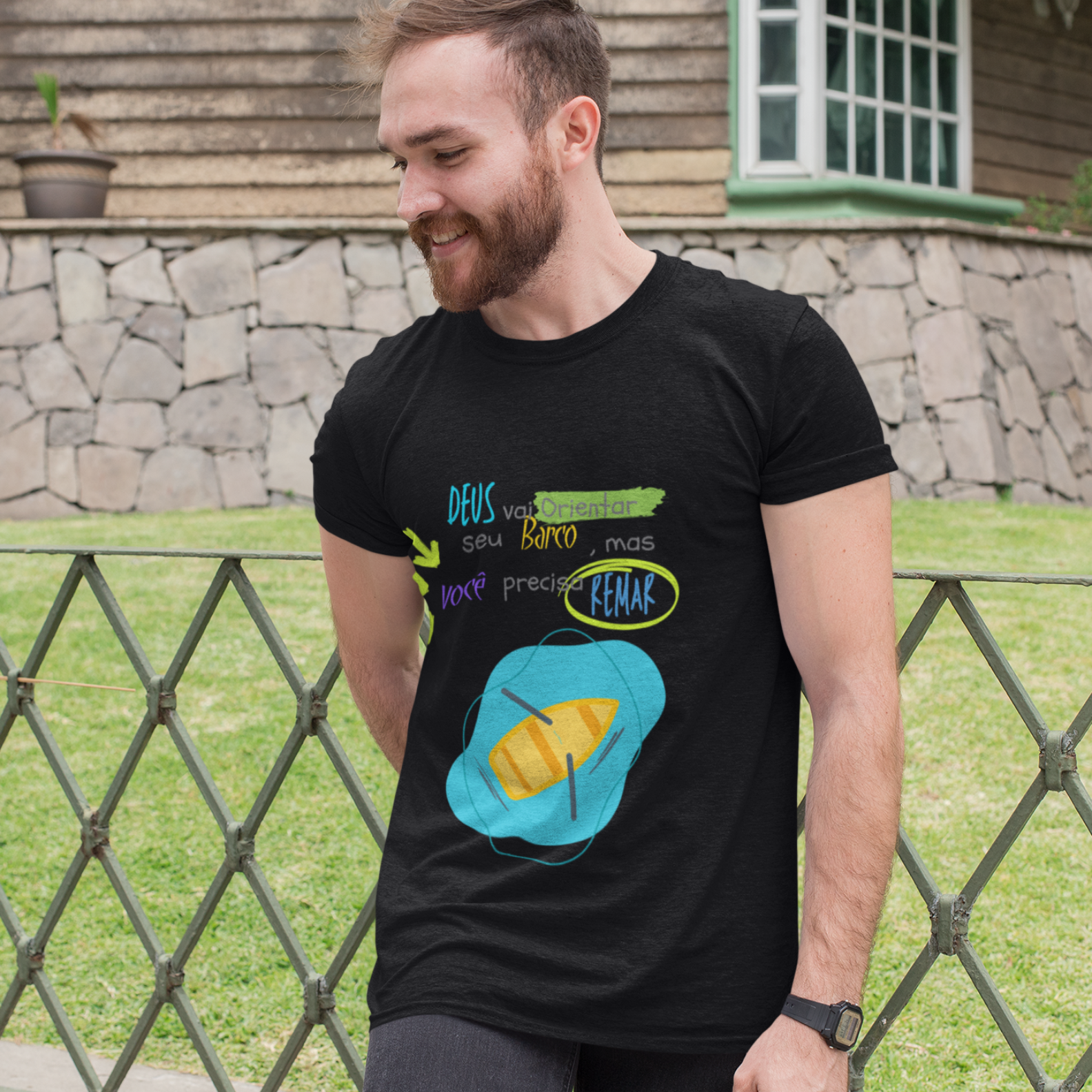 Camiseta Cristã - Deus está no Barco