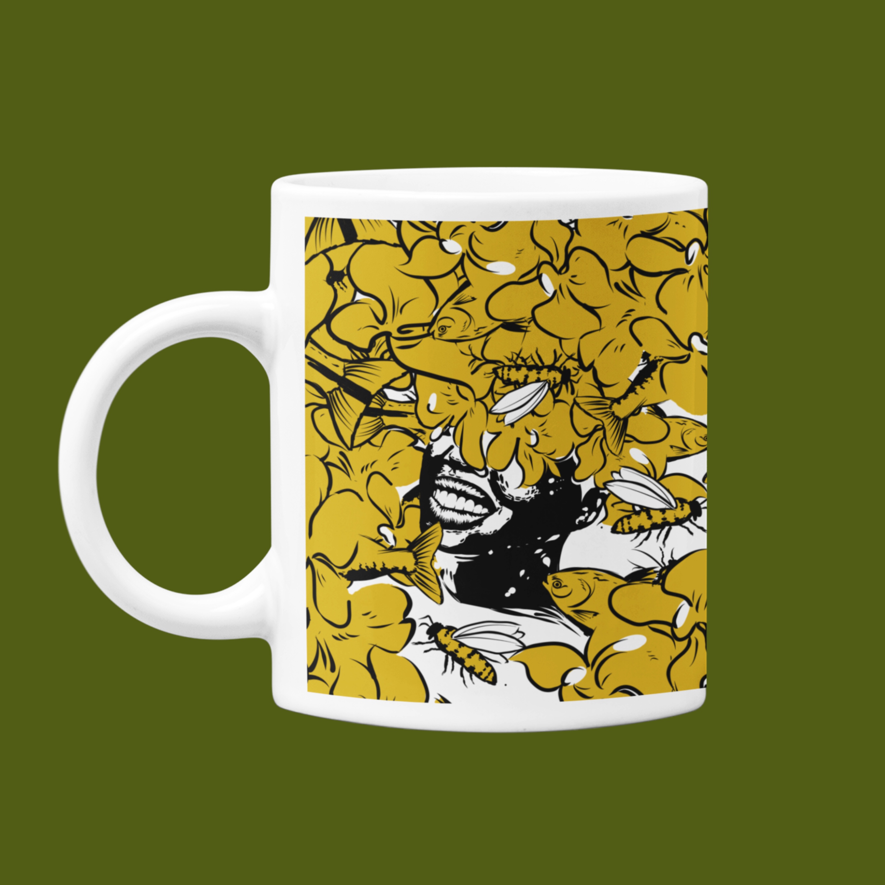 Caneca Oxum e os lírios amarelos 