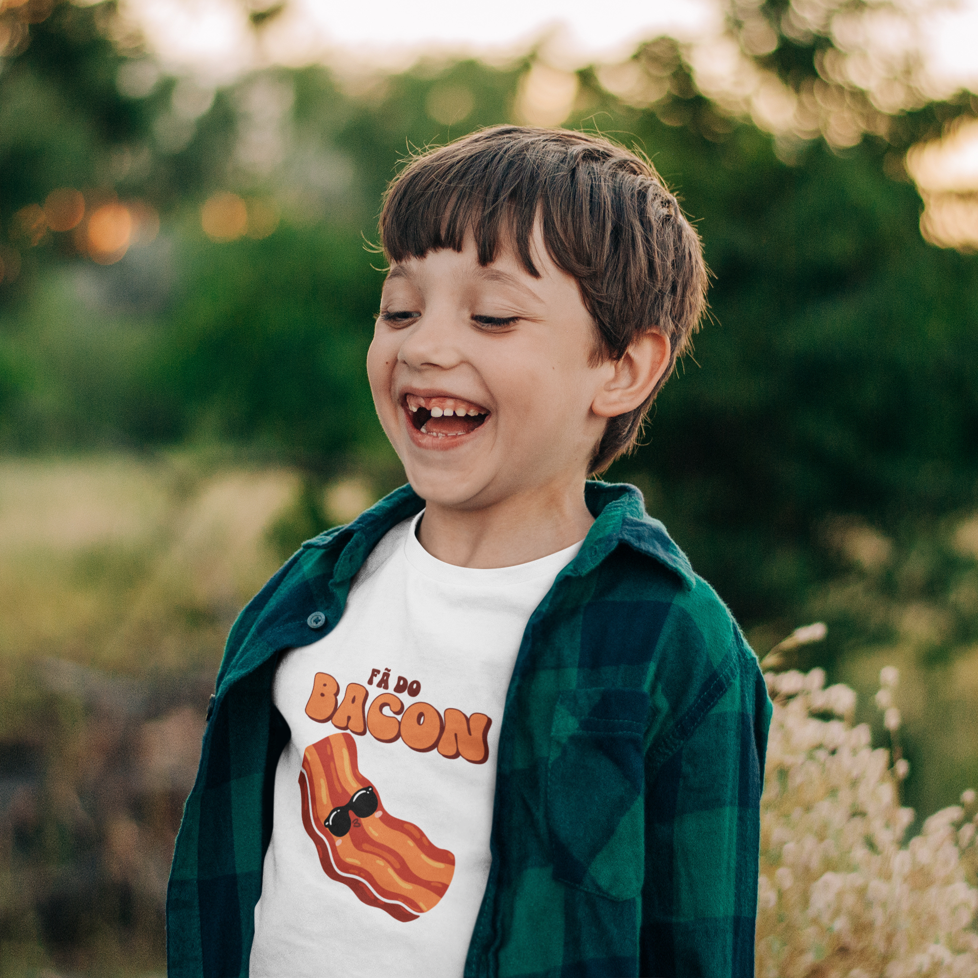Camiseta Fã de Bacon (2 a 14 anos)