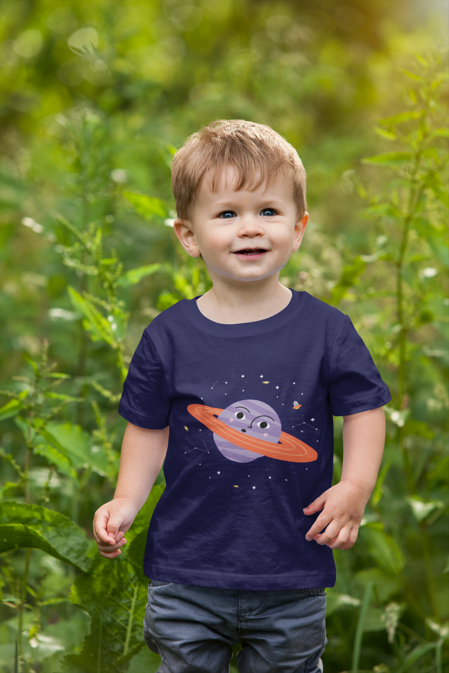 Camiseta Planeta Saturno (2 a 14 anos)