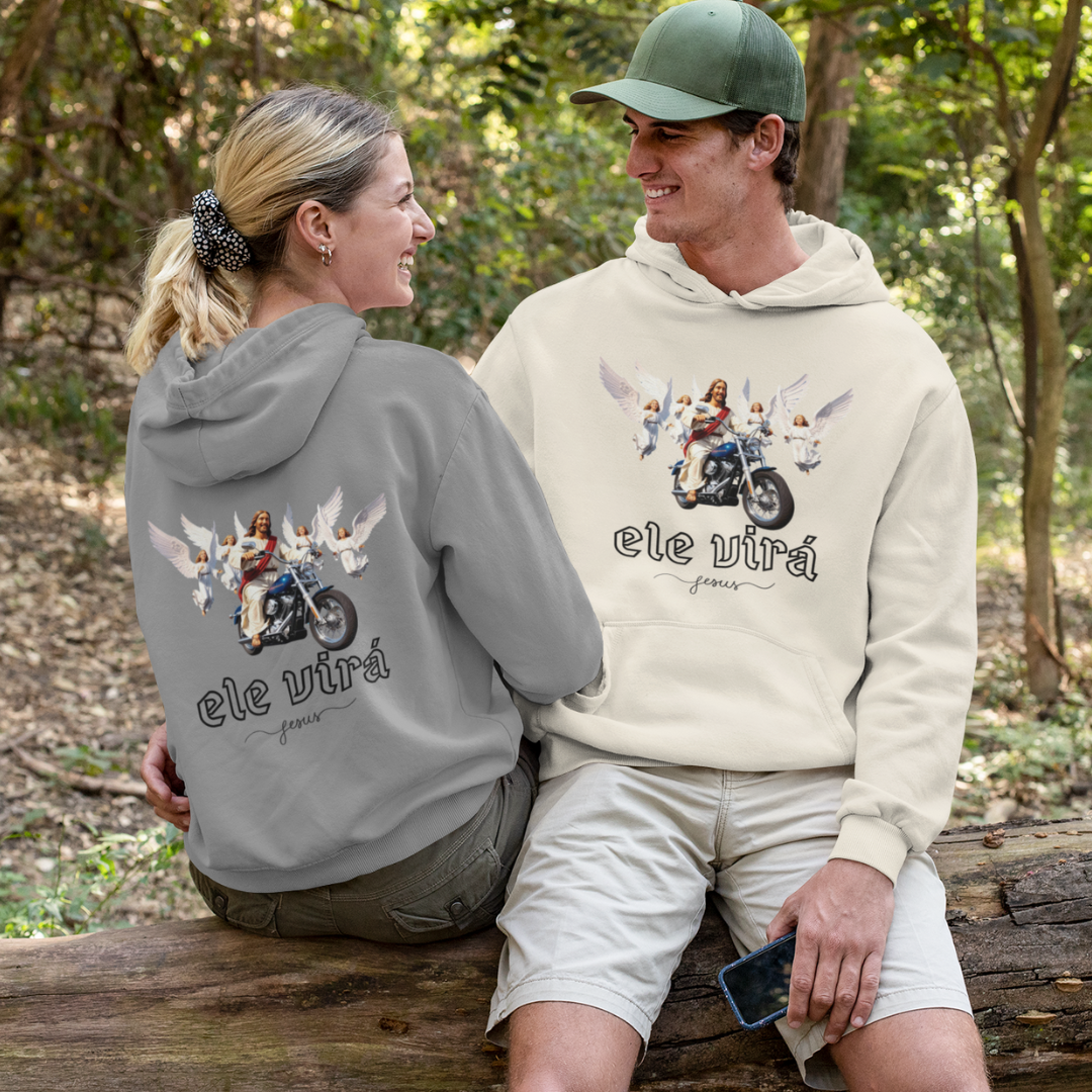 MOLETOM PRIME CANGURU JESUS NA MOTO ELE VIRÁ  01 ( FRENTE e COSTAS  varias cores )