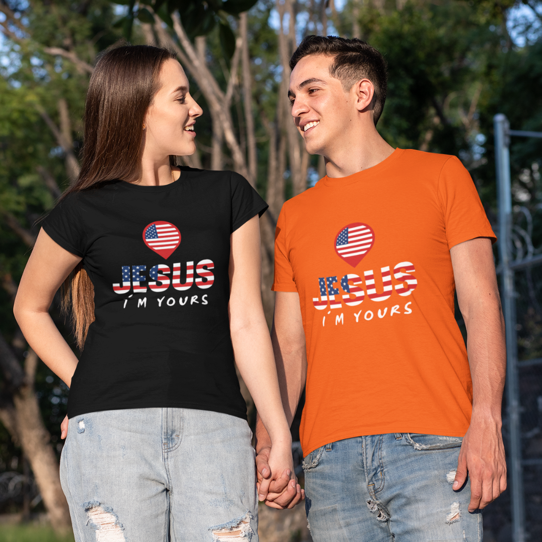 CAMISA QUALITY JESUS I´M YOURS ESTADOS UNIDOS ( varias cores )
