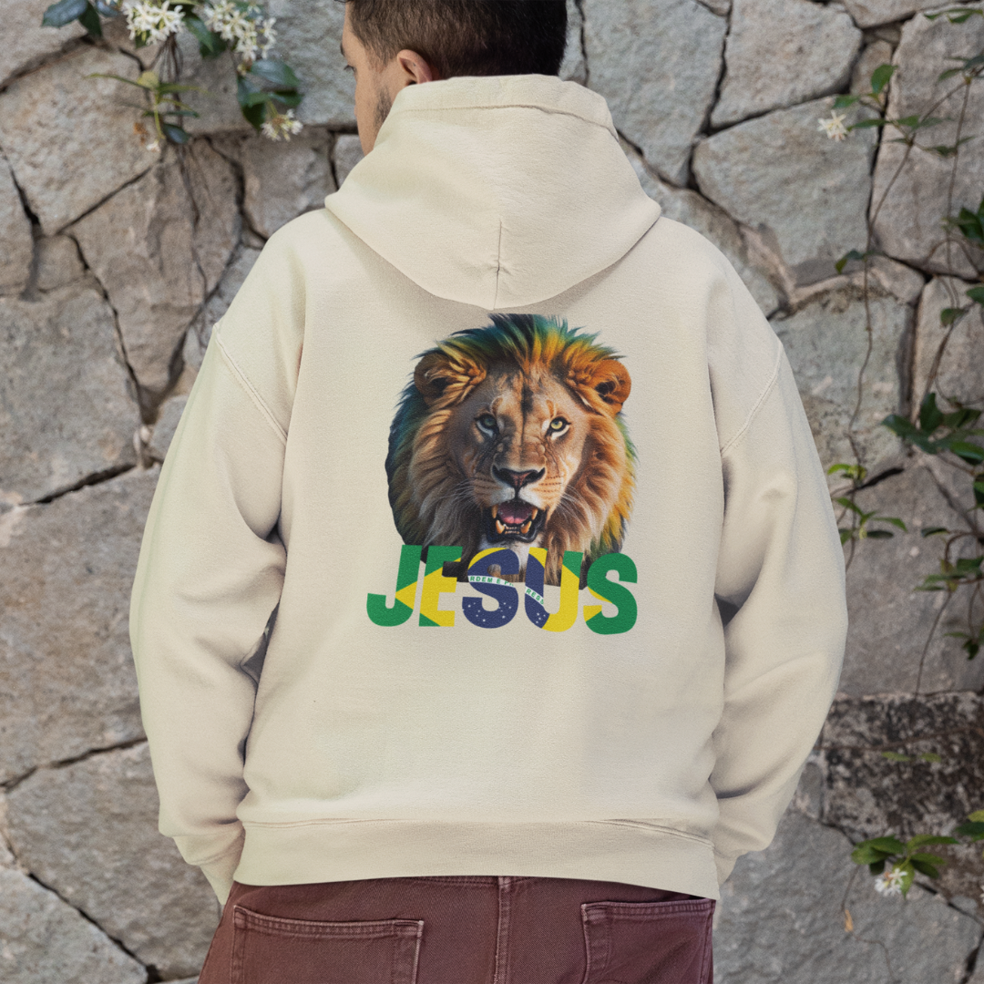 MOLETOM PRIME COM ZIPPER LEÃO JESUS BRASIL ( varias cores )