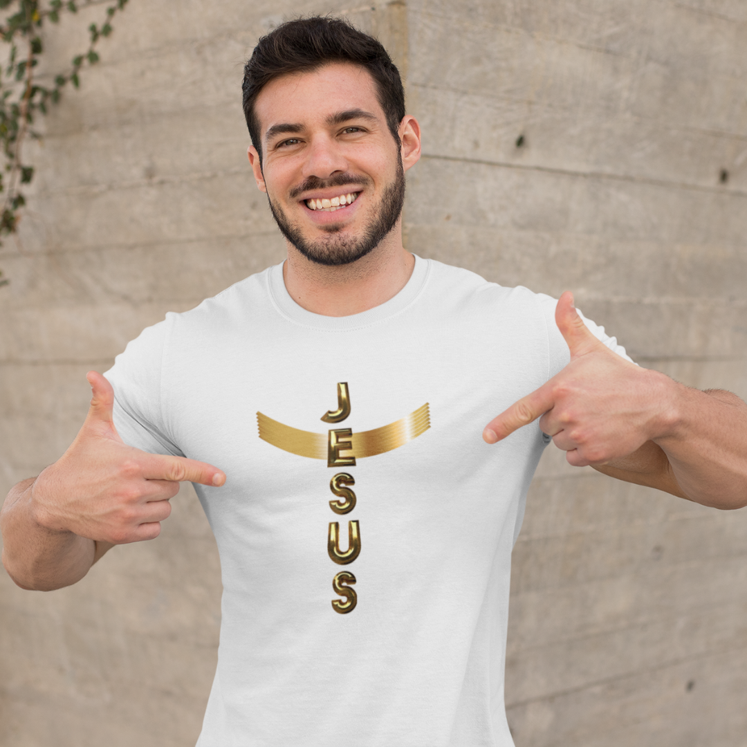 CAMISA QUALITY DOURADA JESUS EM CRUZ ( varias cores )