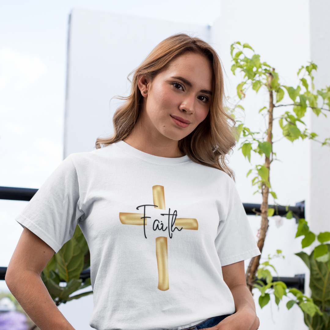 Camisa Quality Faith Cruz Dourada ( varias cores )