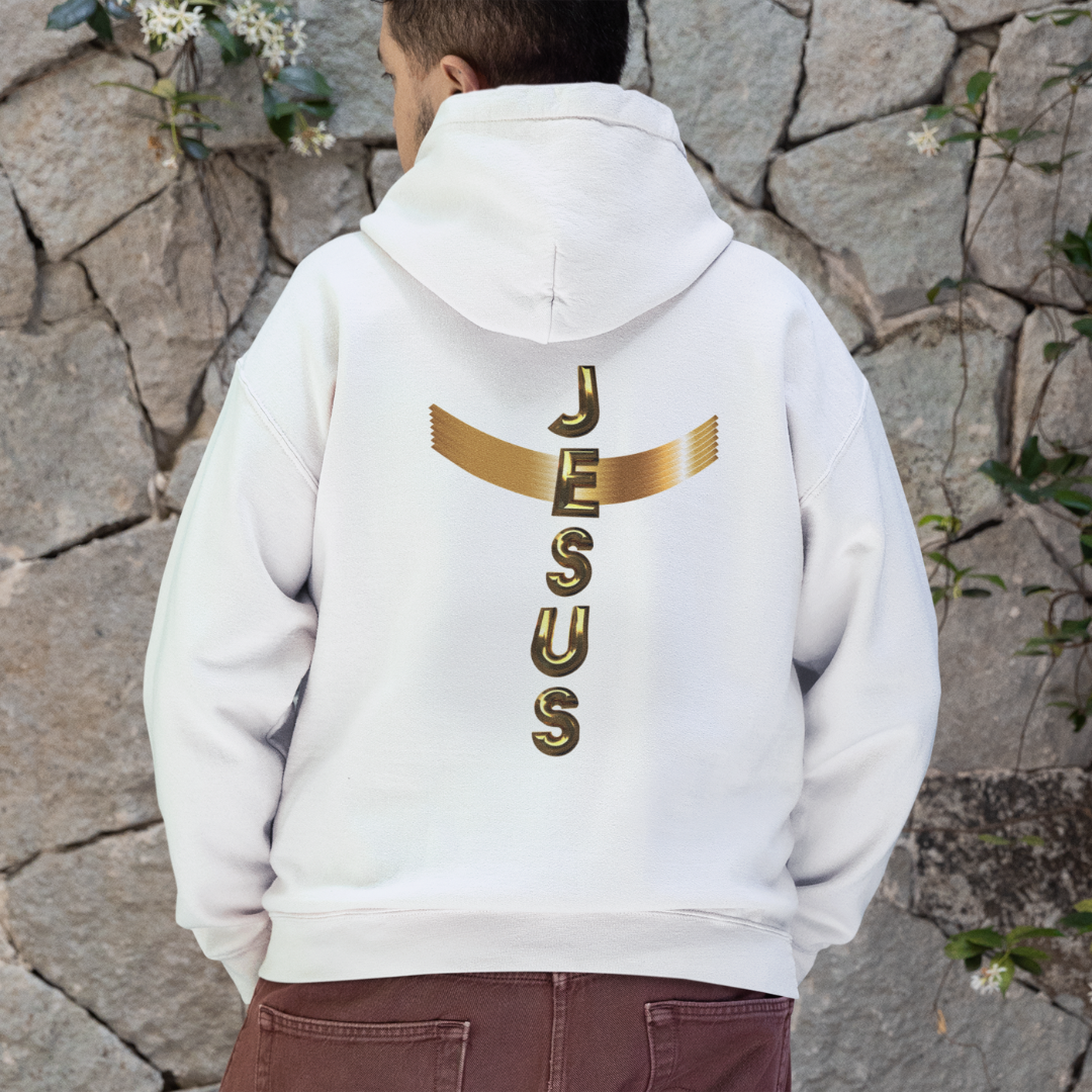MOLETOM COM ZIPPER DOURADO JESUS EM CRUZ ( UNISEX -varias cores )