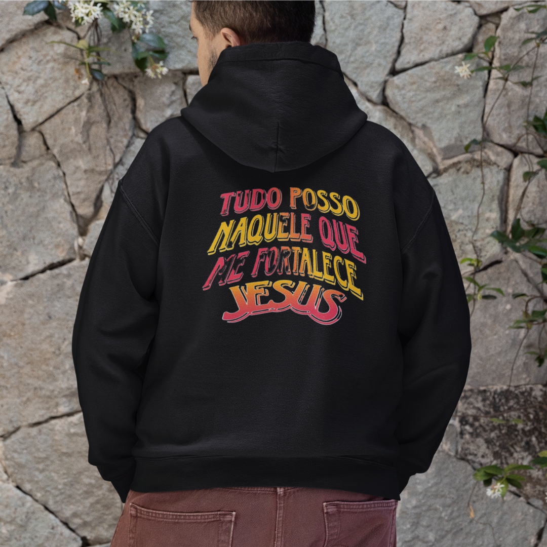 MOLETOM PRIME COM ZIPPER TUDO POSSO NAQUELE QUE ME FORTALECE ( varias cores )