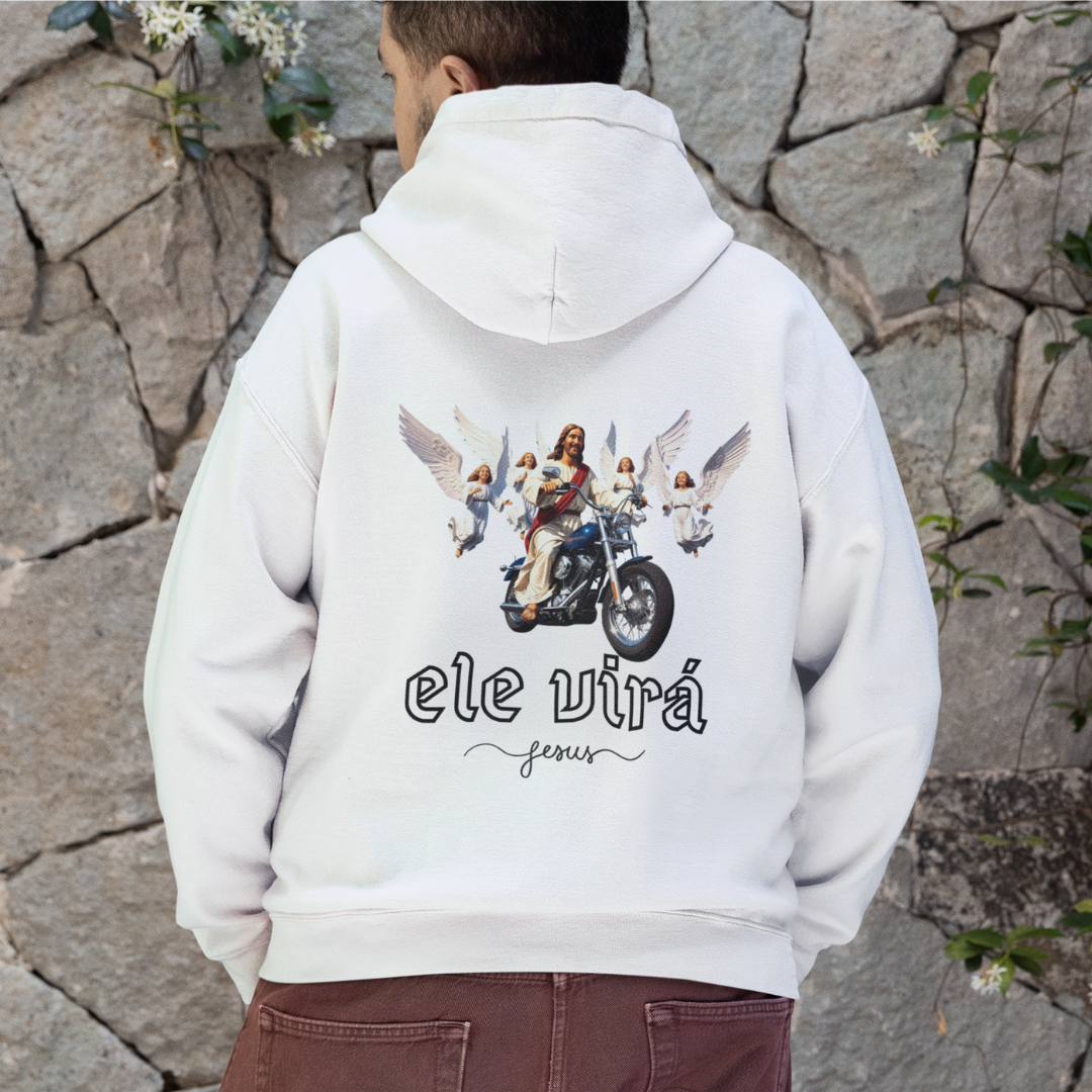 MOLETOM PRIME COM ZIPPER JESUS NA MOTO ELE VIRÁ 01 ( varias cores )