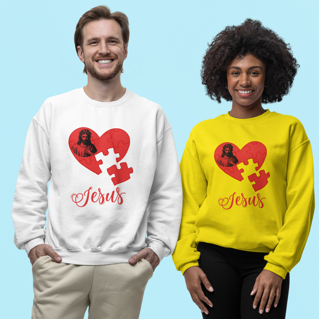 MOLETOM FECHADO CORAÇÃO QUEBRA CABEÇAS 02 ( varias cores )