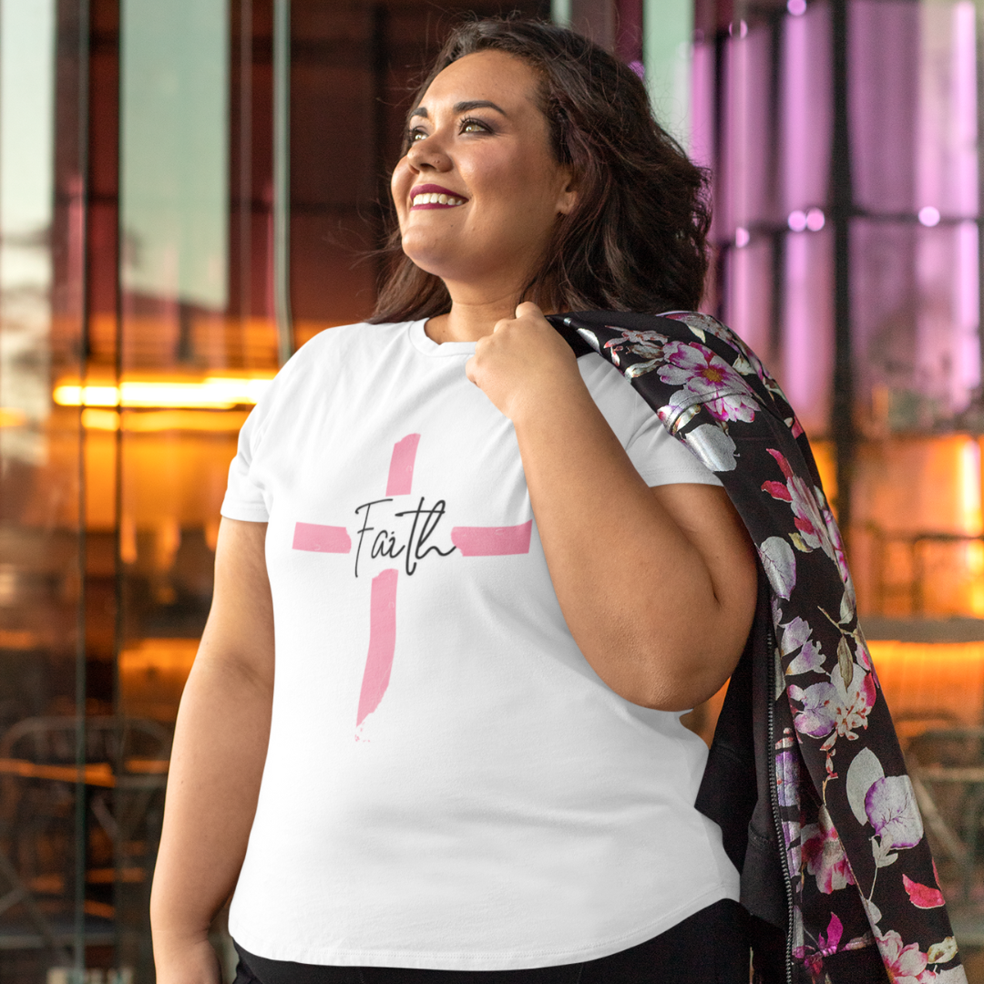 CAMISA PLUS SIZE FAITH CRUZ ROSA ( varias cores )
