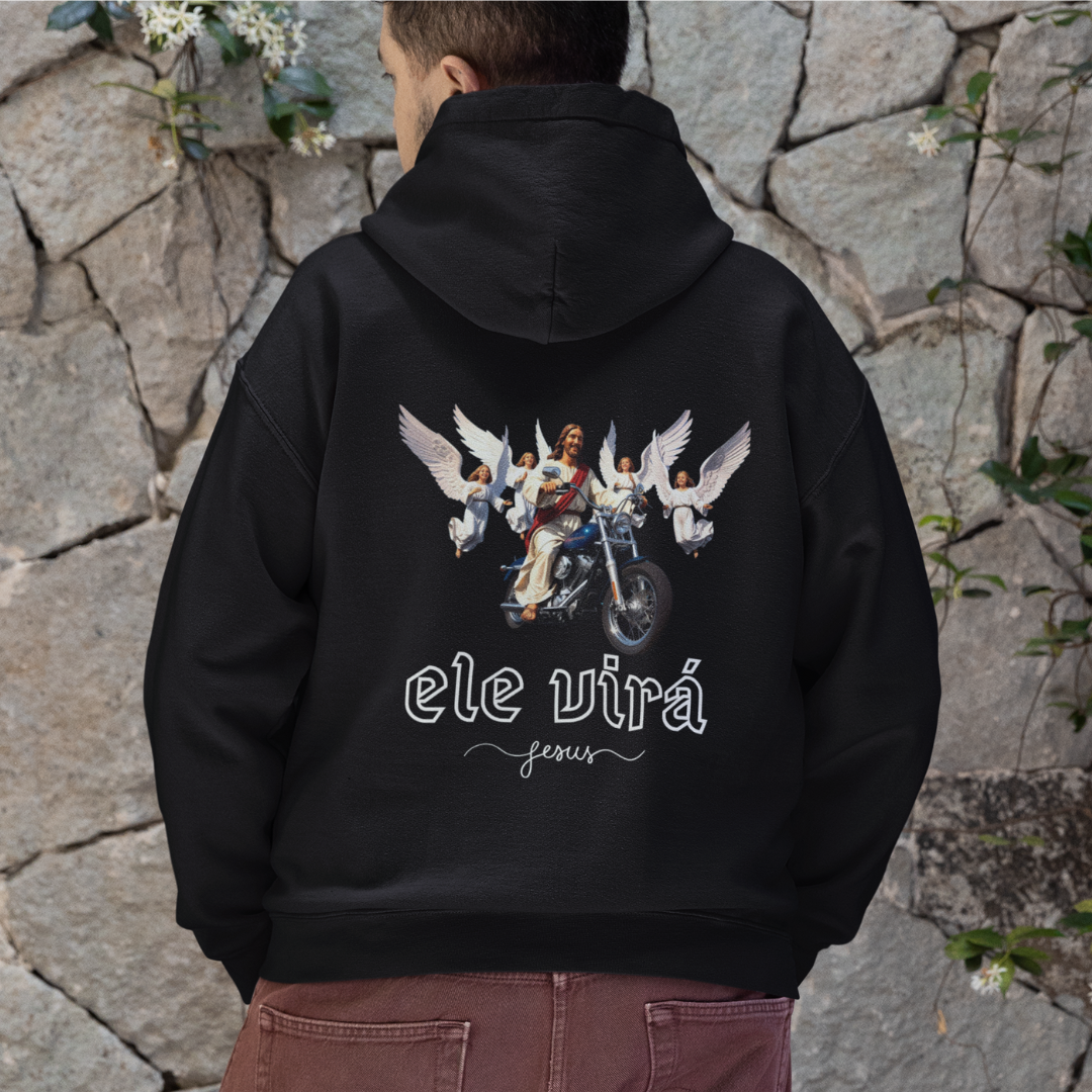 MOLETOM PRIME COM ZIPPER JESUS NA MOTO ELE VIRÁ 02 ( vaarias cores )