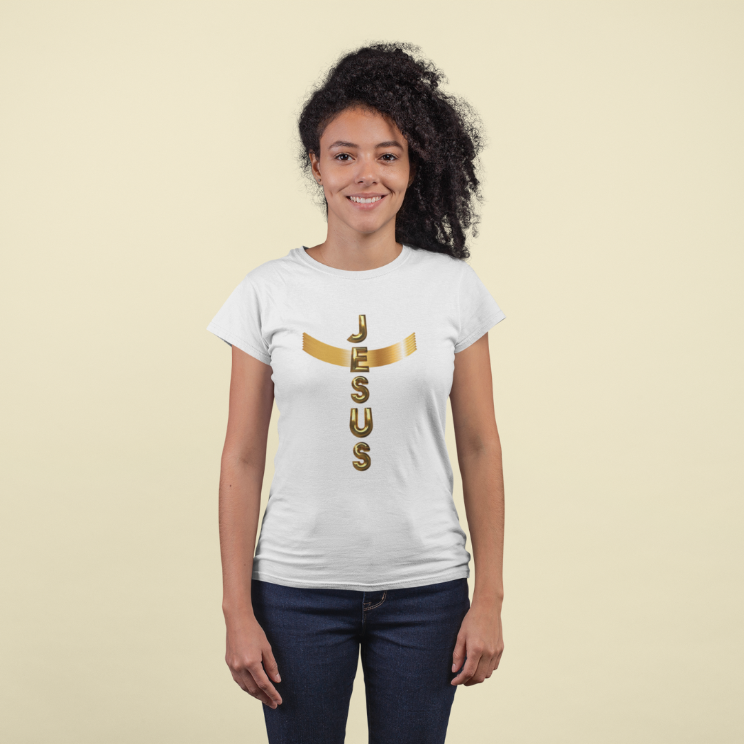 BABY LONG QUALITY DOURADA JESUS EM CRUZ ( varias cores )