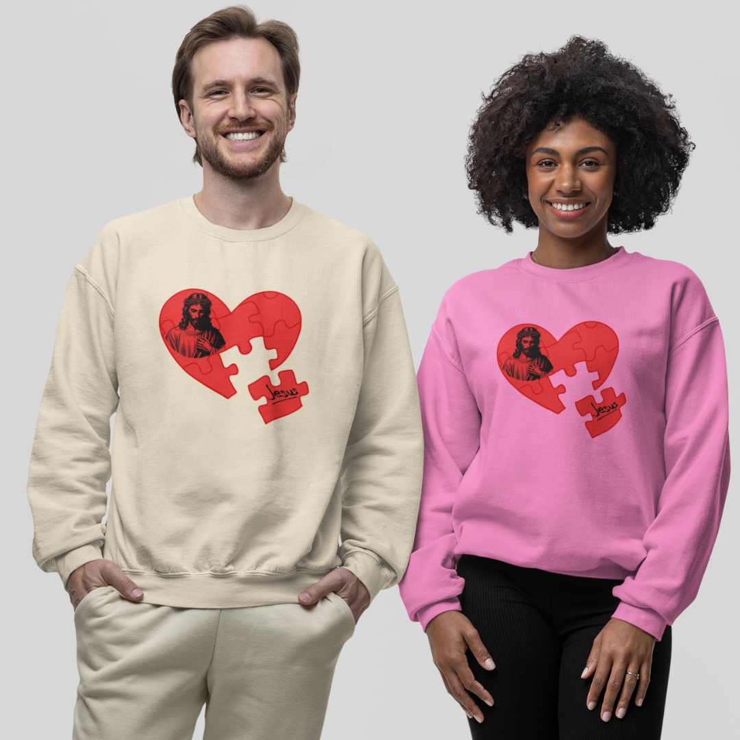 MOLETOM FECHADO CORAÇÃO QUEBRA CABEÇAS 01 ( varias cores )