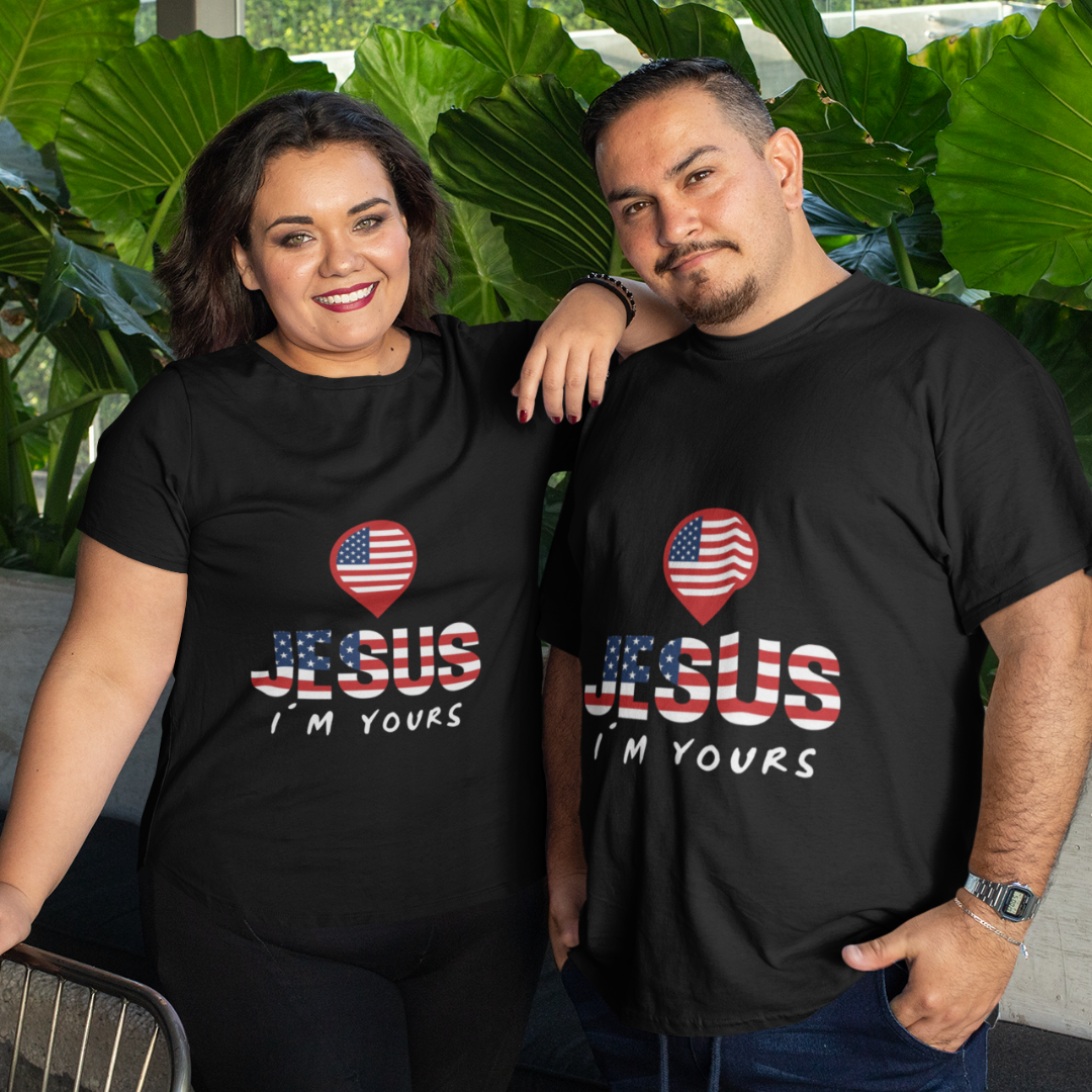 CAMISA PLUS SIZE JESUS I`M YOURS ESTADOS UNIDOS ( varias cores )