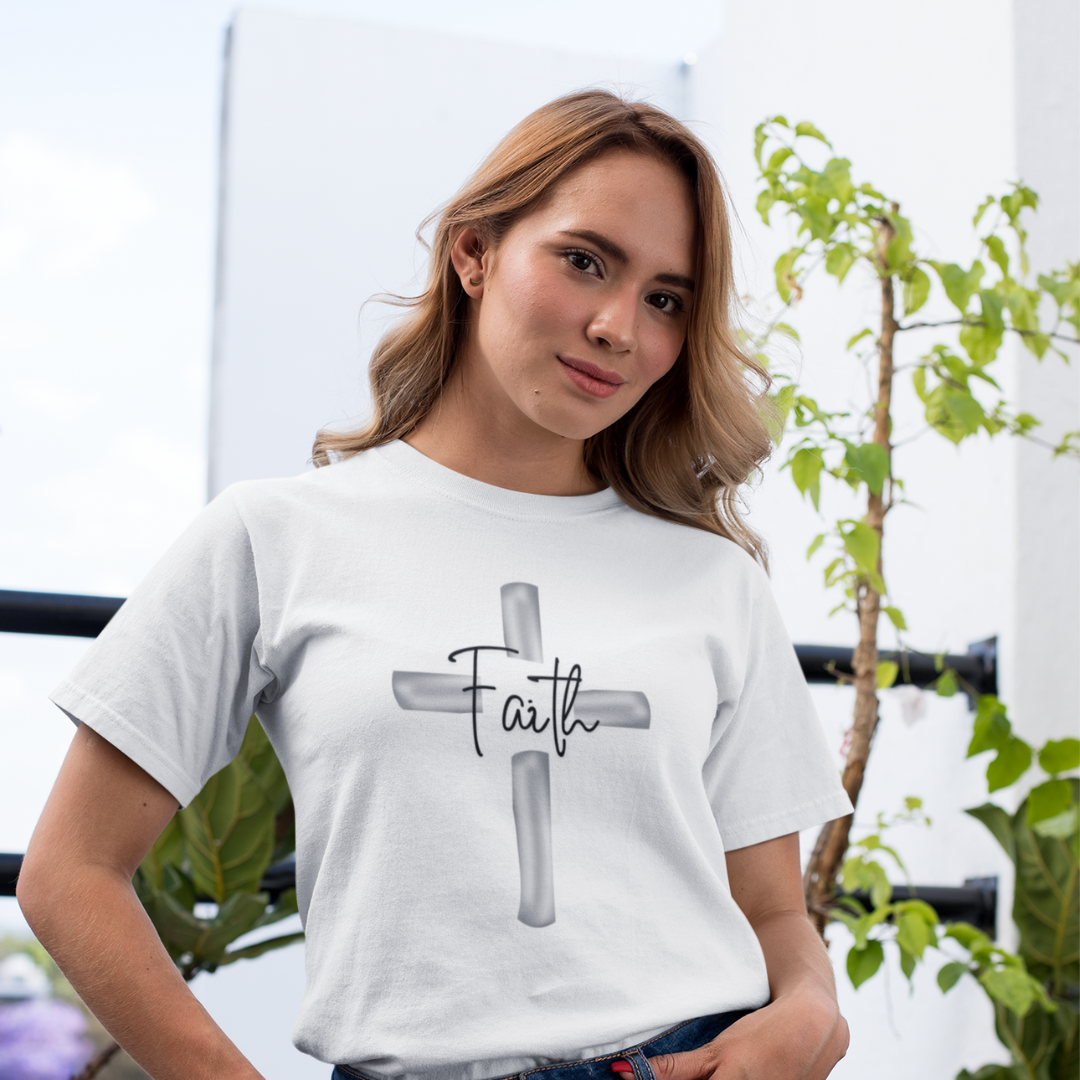 Camisa Quality Faith em cruz prata ( varias cores )