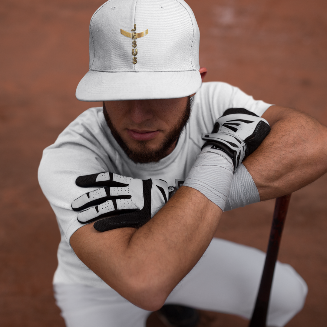 BONE ABA RETA DOURADO JESUS EM CRUZ ( varias cores )