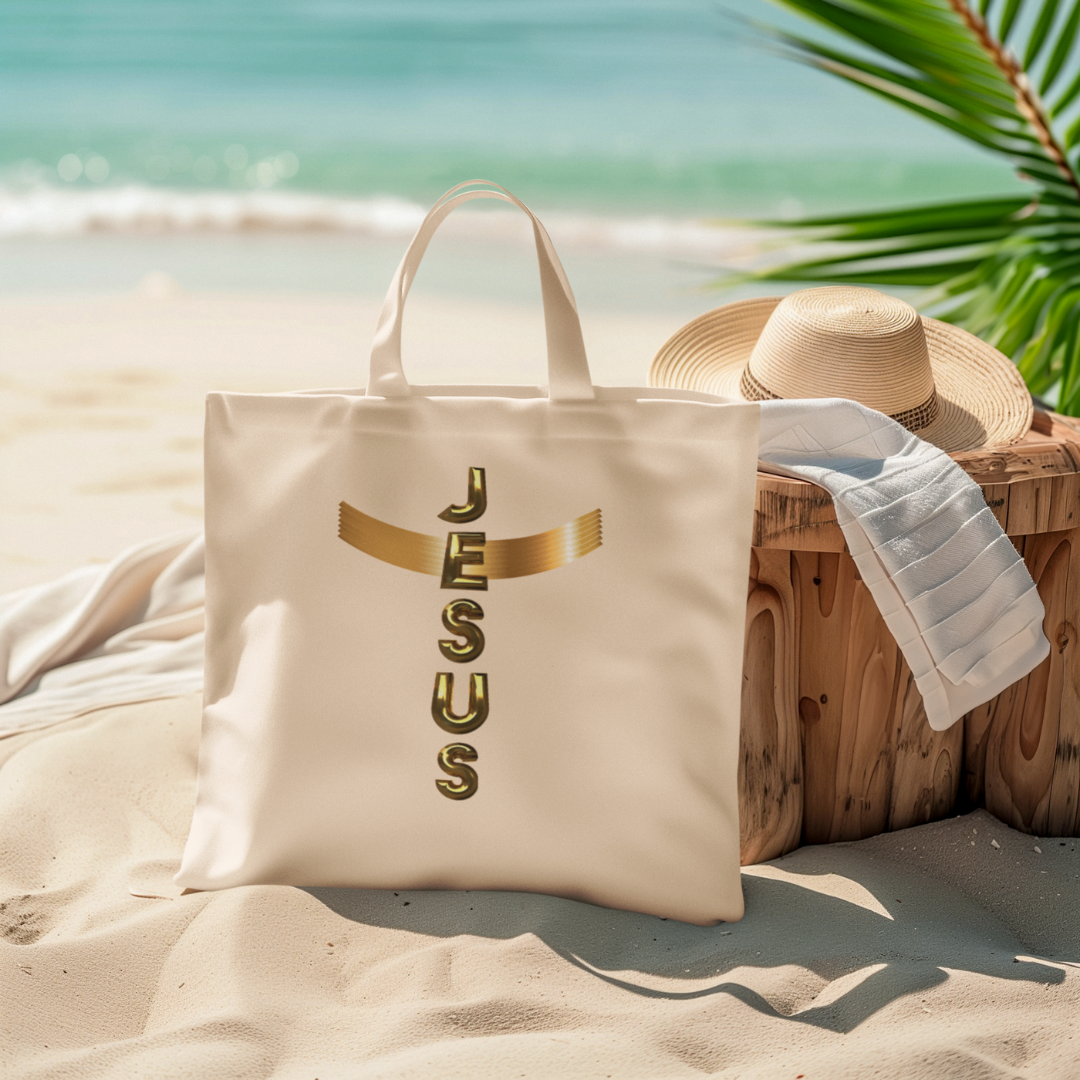 ECO BAG DOURADA JESUS EM CRUZ