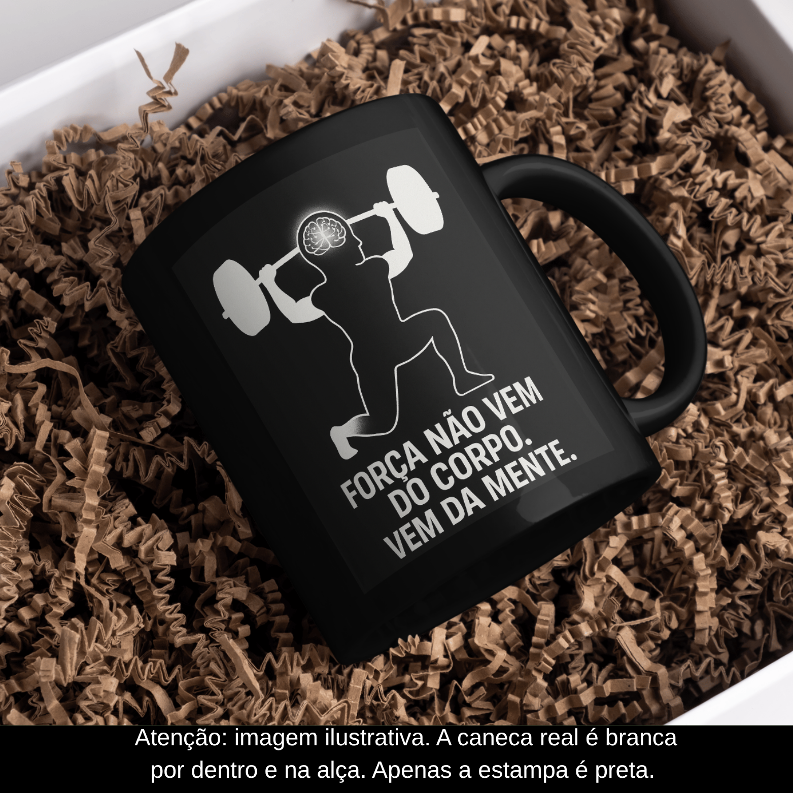 Caneca Oficial – A Força Vem da Mente (Versão Masculina – Estampa Preta) 