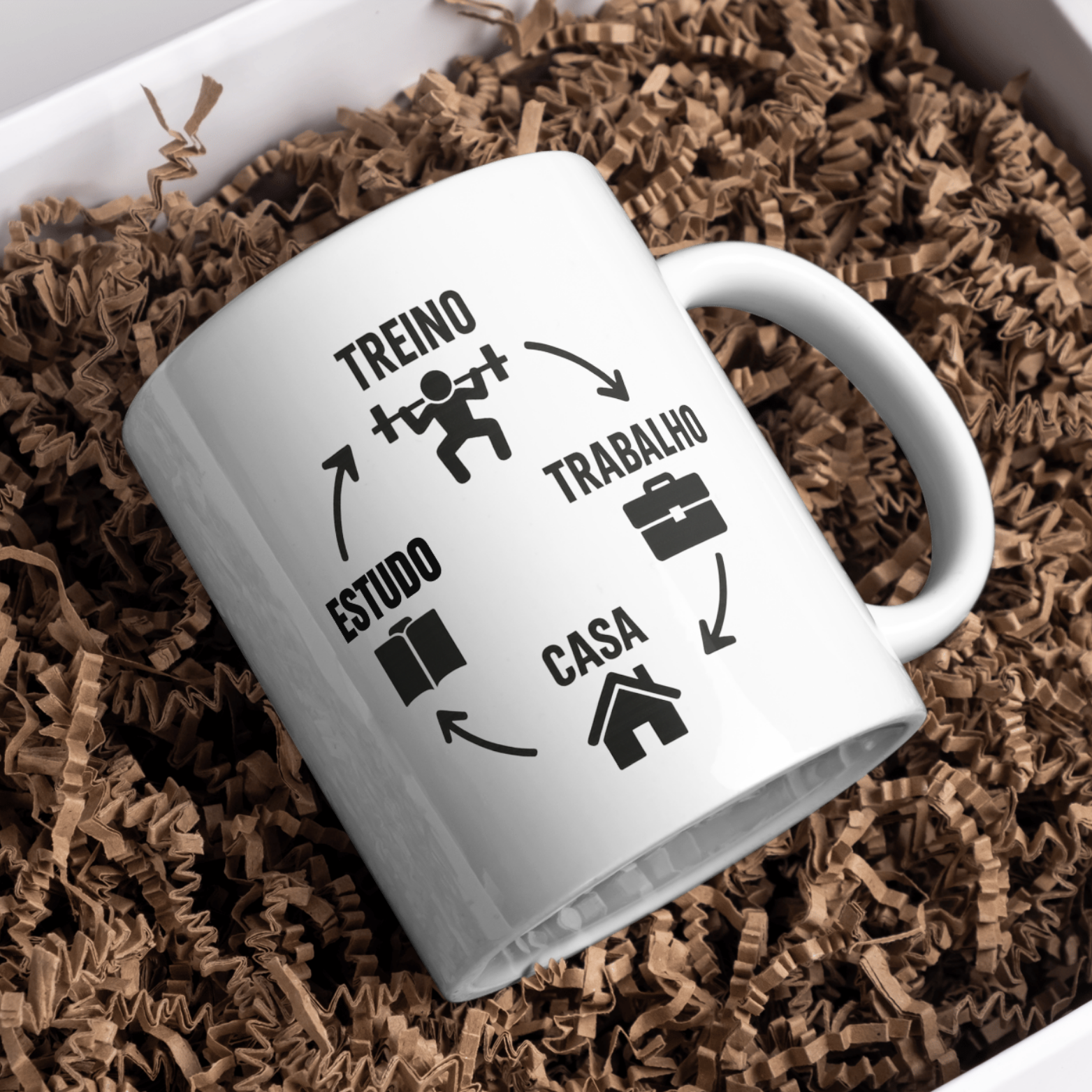 Caneca Oficial – Treino. Estudo. Trabalho. Casa. (Ciclo) 