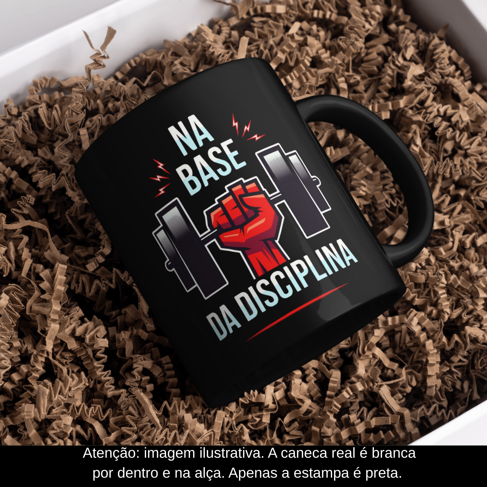 Caneca Na Base da Disciplina – Versão Oficial (Estampa Preta)