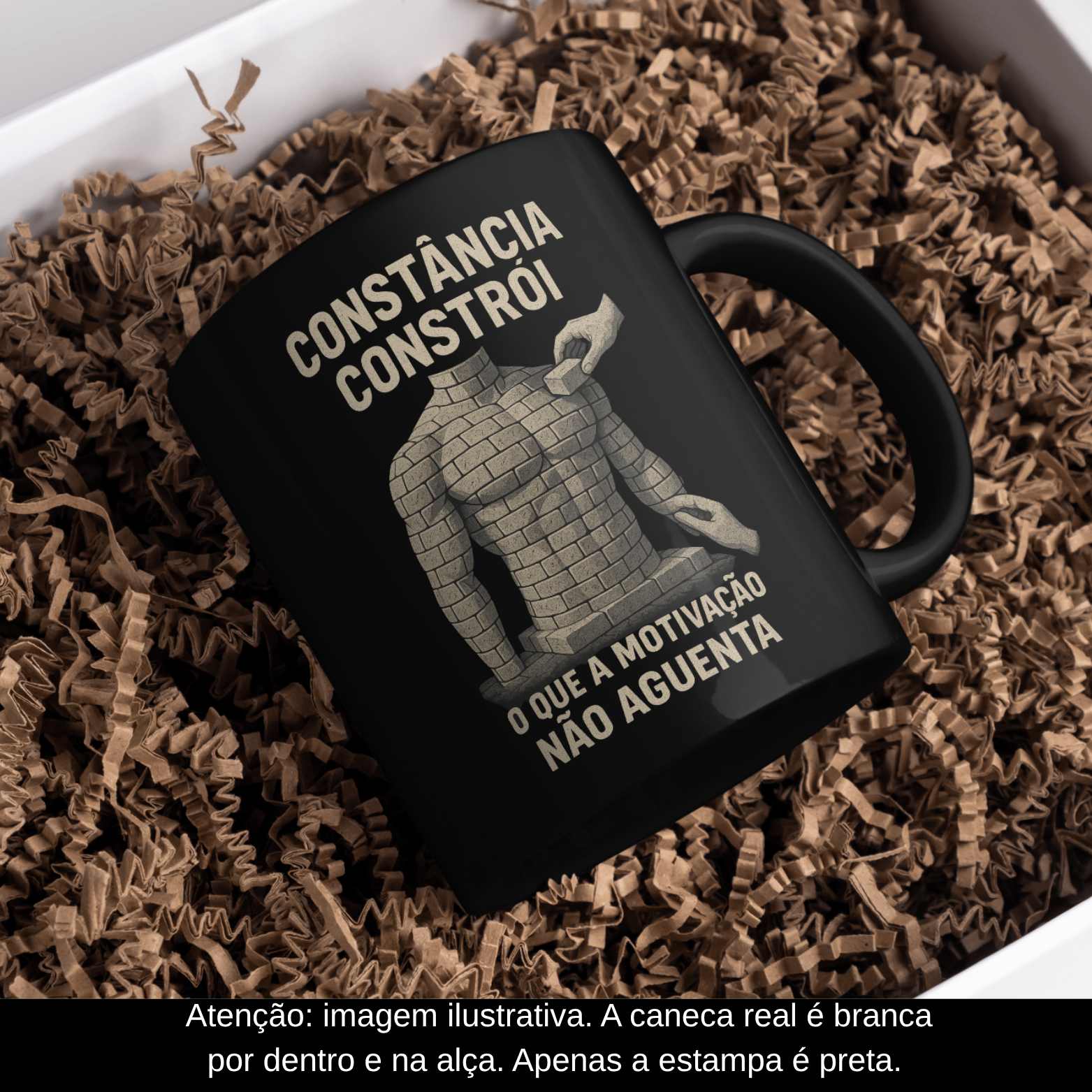 Caneca Oficial – Constância Constrói o Que a Motivação Não Aguenta (Estampa Preta)
