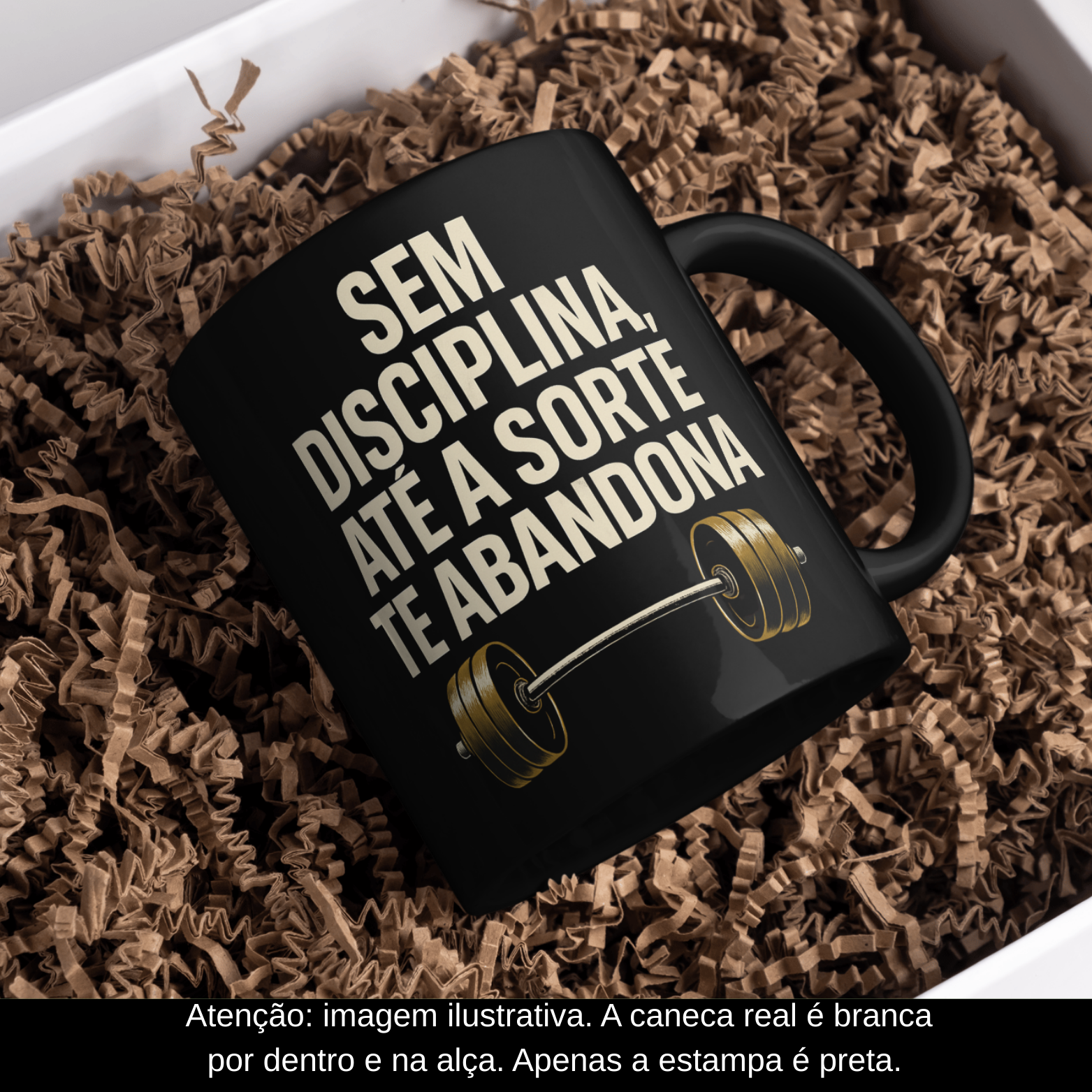 Caneca Oficial – Sem Disciplina Até a Sorte Te Abandona (Estampa Preta)